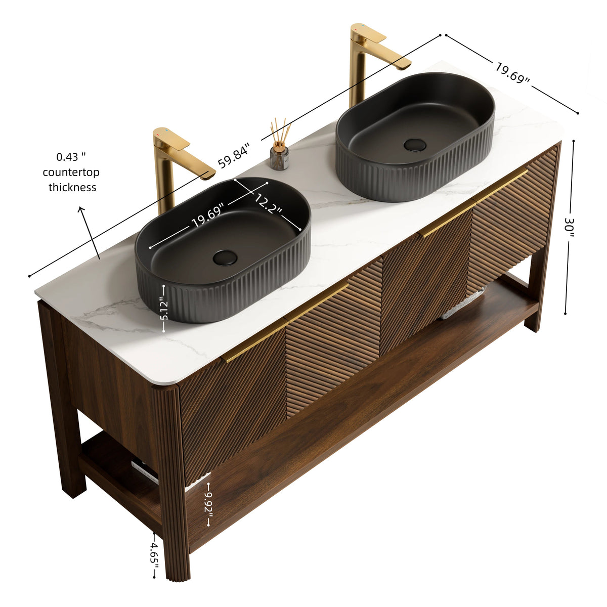 Indigo 60-Inch Bathroom Vanity & Sink