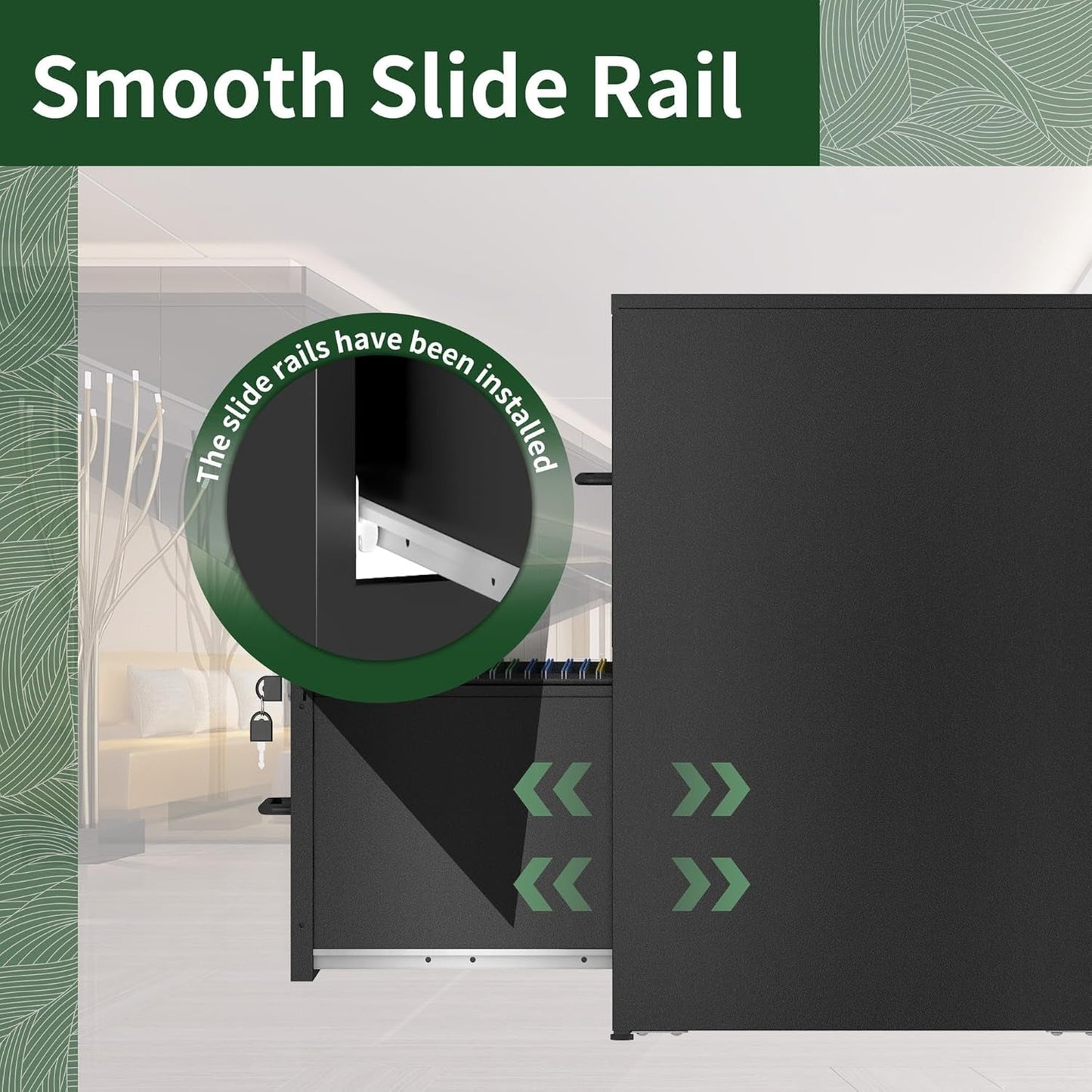 Two Drawer Locking Steel File Cabinet for Home Office Vertical Letter Size Black