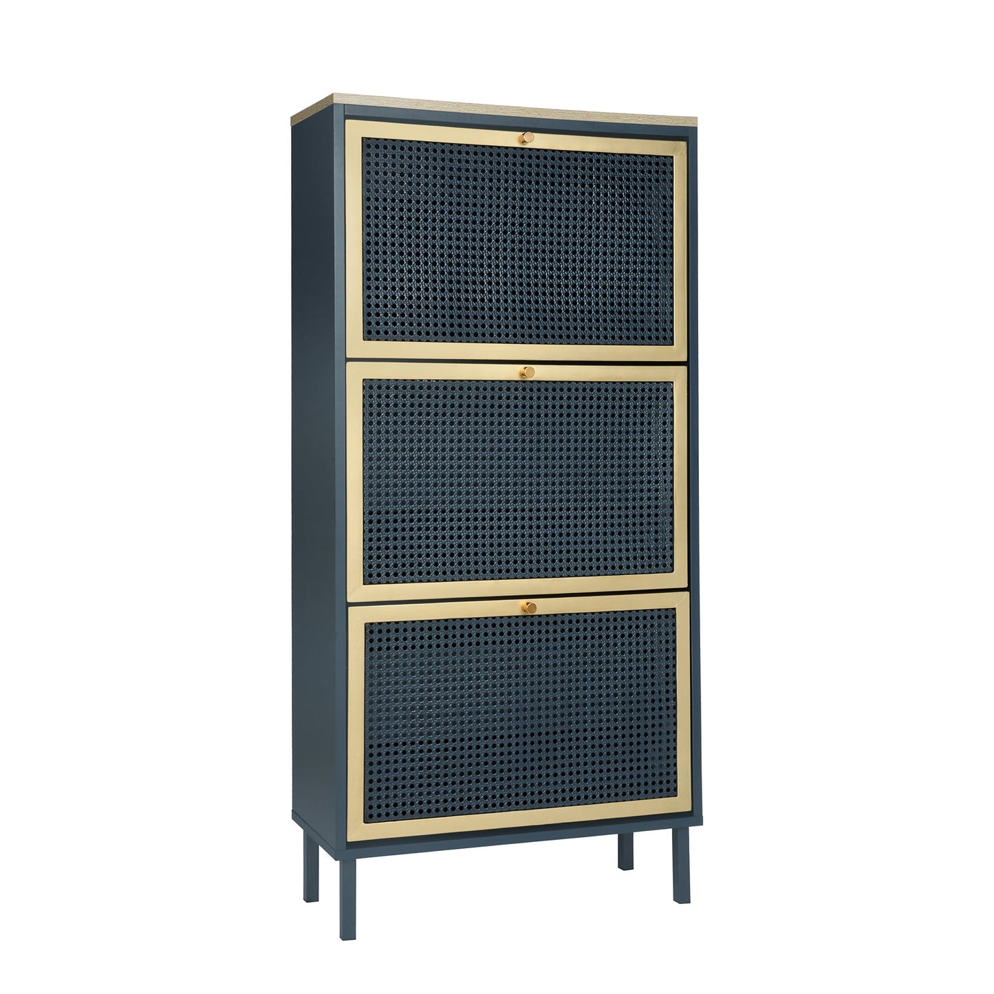 3 Metal Door Shoe Rack - Freestanding Modern Shoe Storage Cabinet