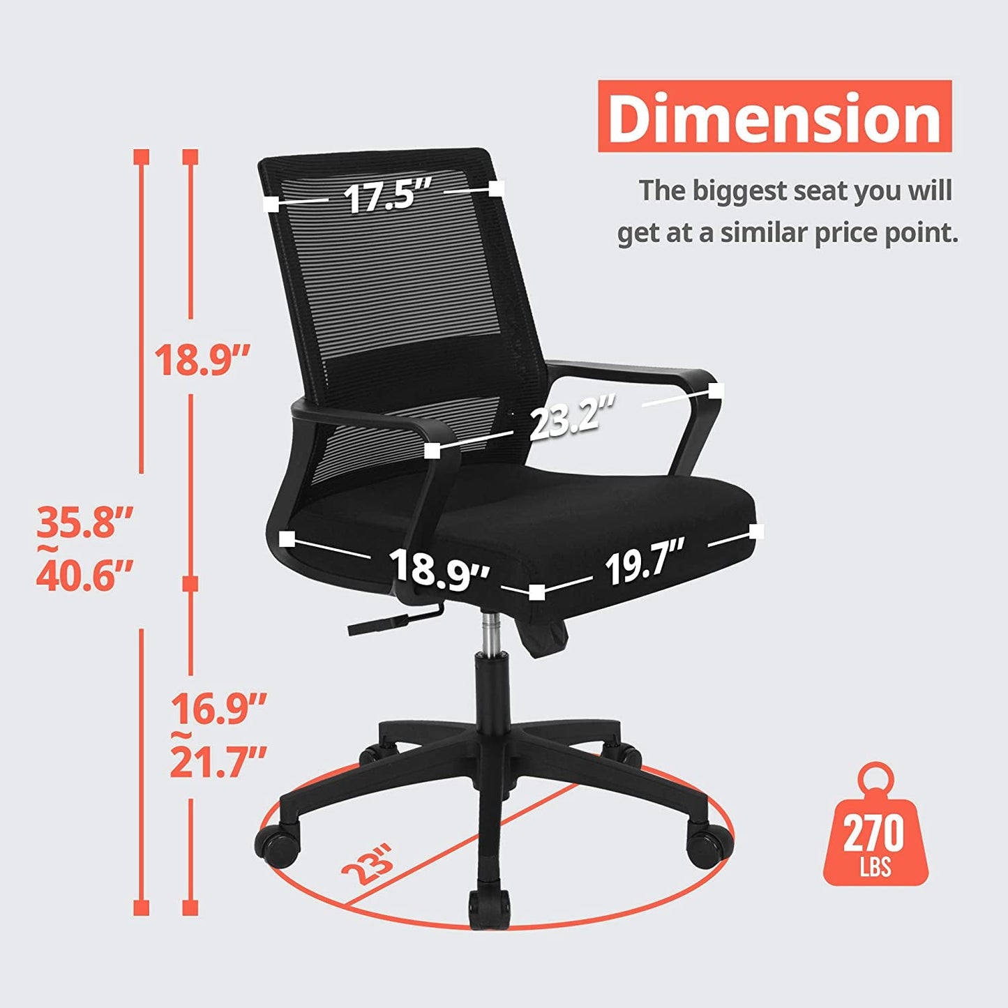 Ergonomic Mesh Office Chair With Lumbar Support And Breathable Back