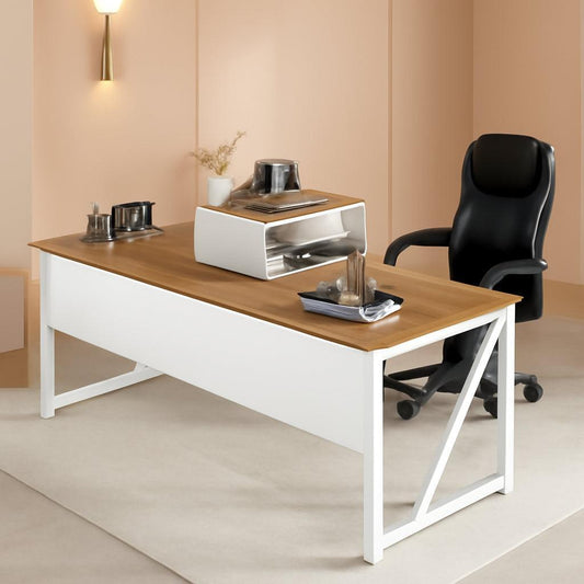 L Shaped Desk Walnut Sixty Three Inch Executive Desk