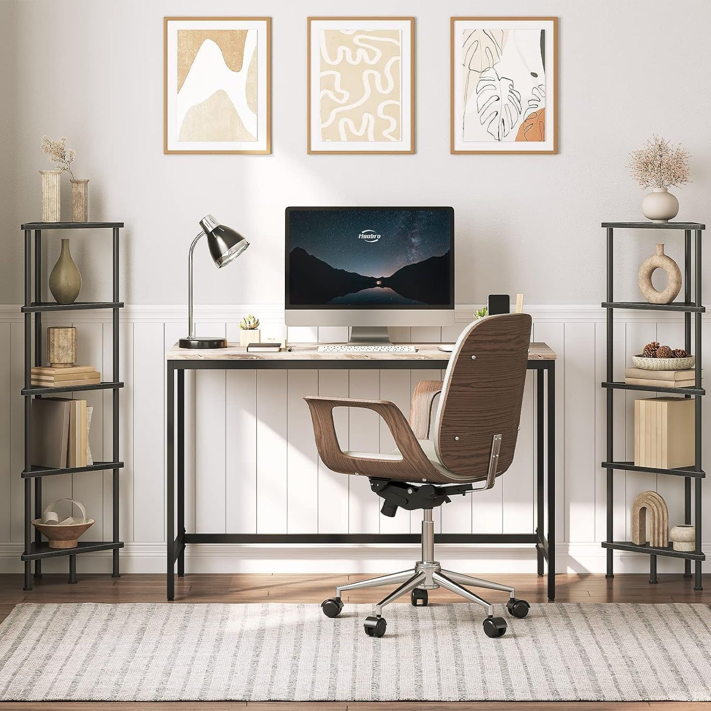 Industrial 5 Tier Corner Shelf Stand Black Metal Frame