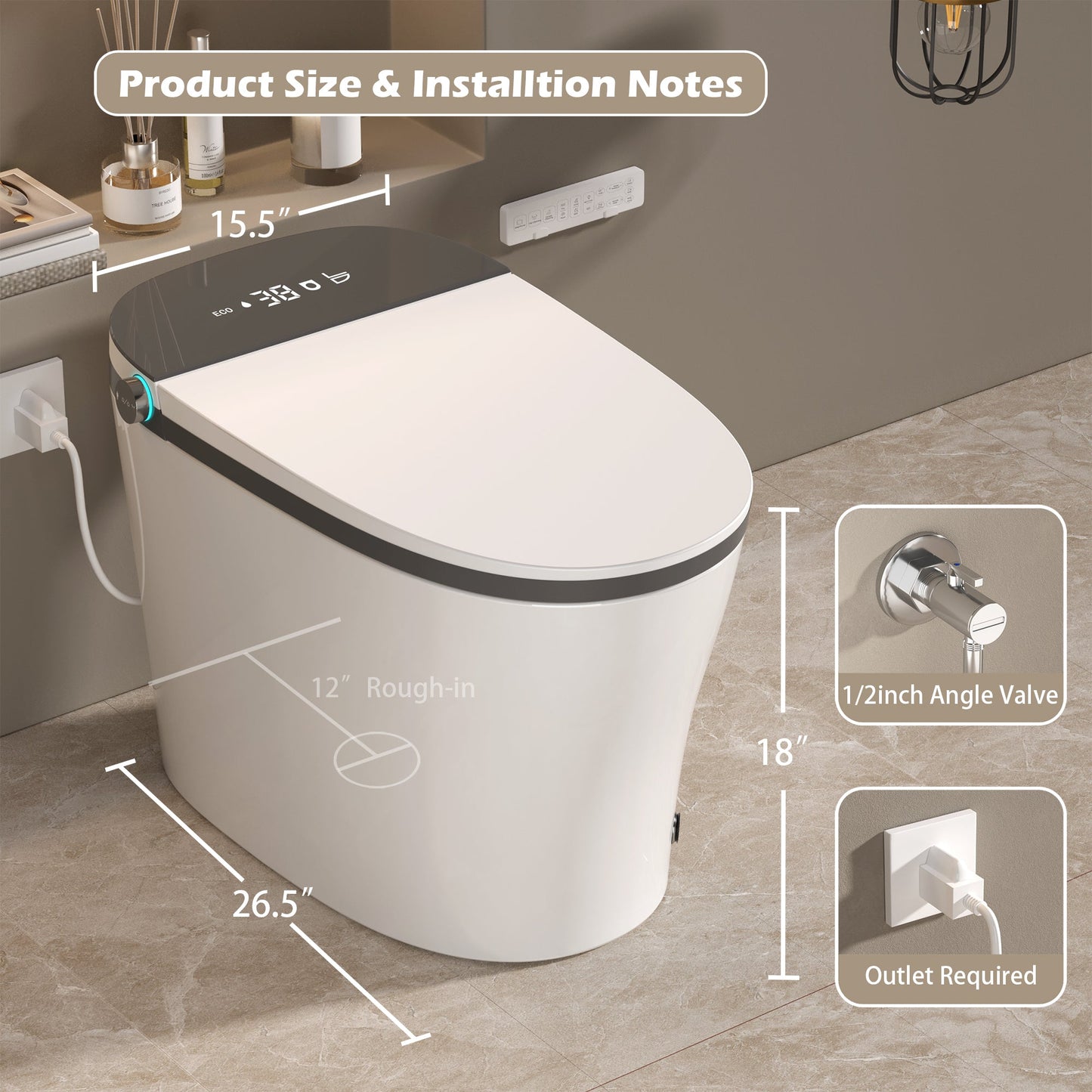 Smart Toilet with Bidet Built-in - ADA One-Piece Toilet