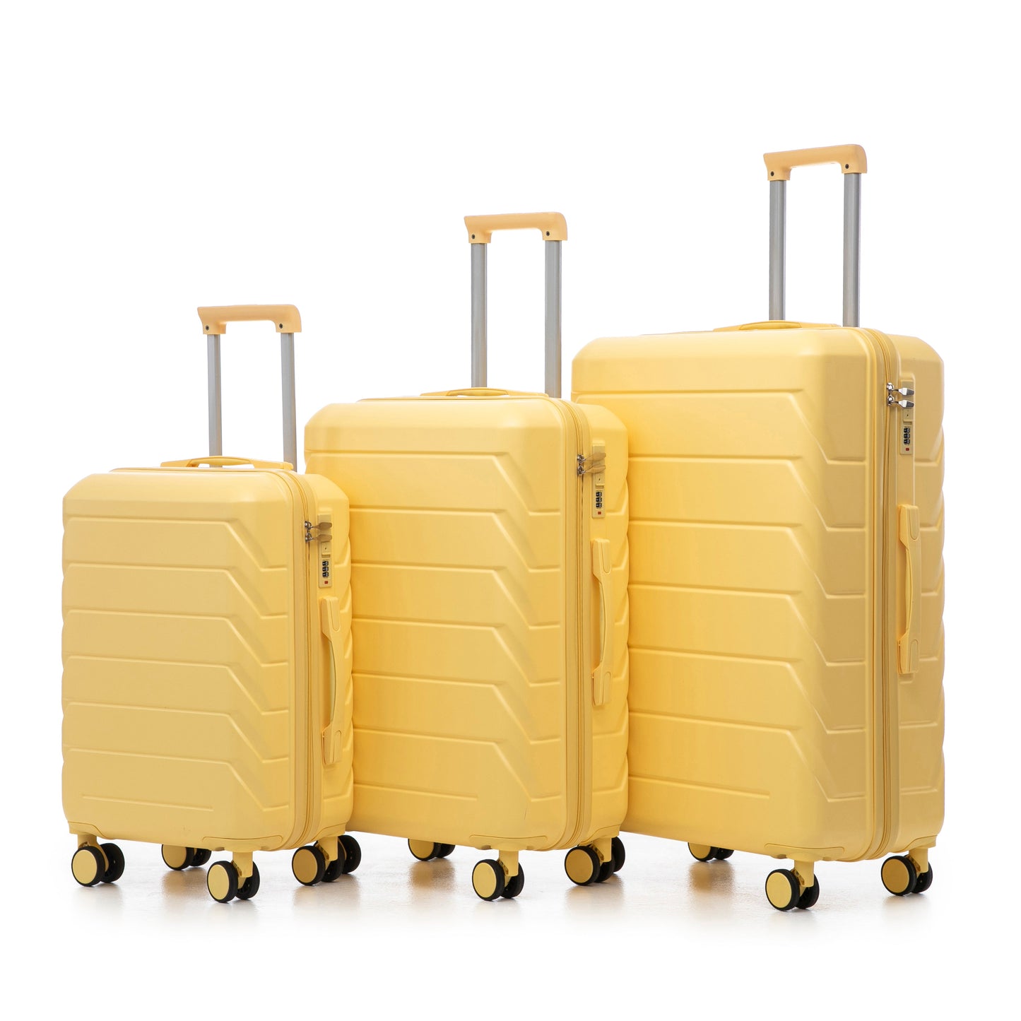 3-Piece ABS Spinner Wheel Luggage Set in Yellow