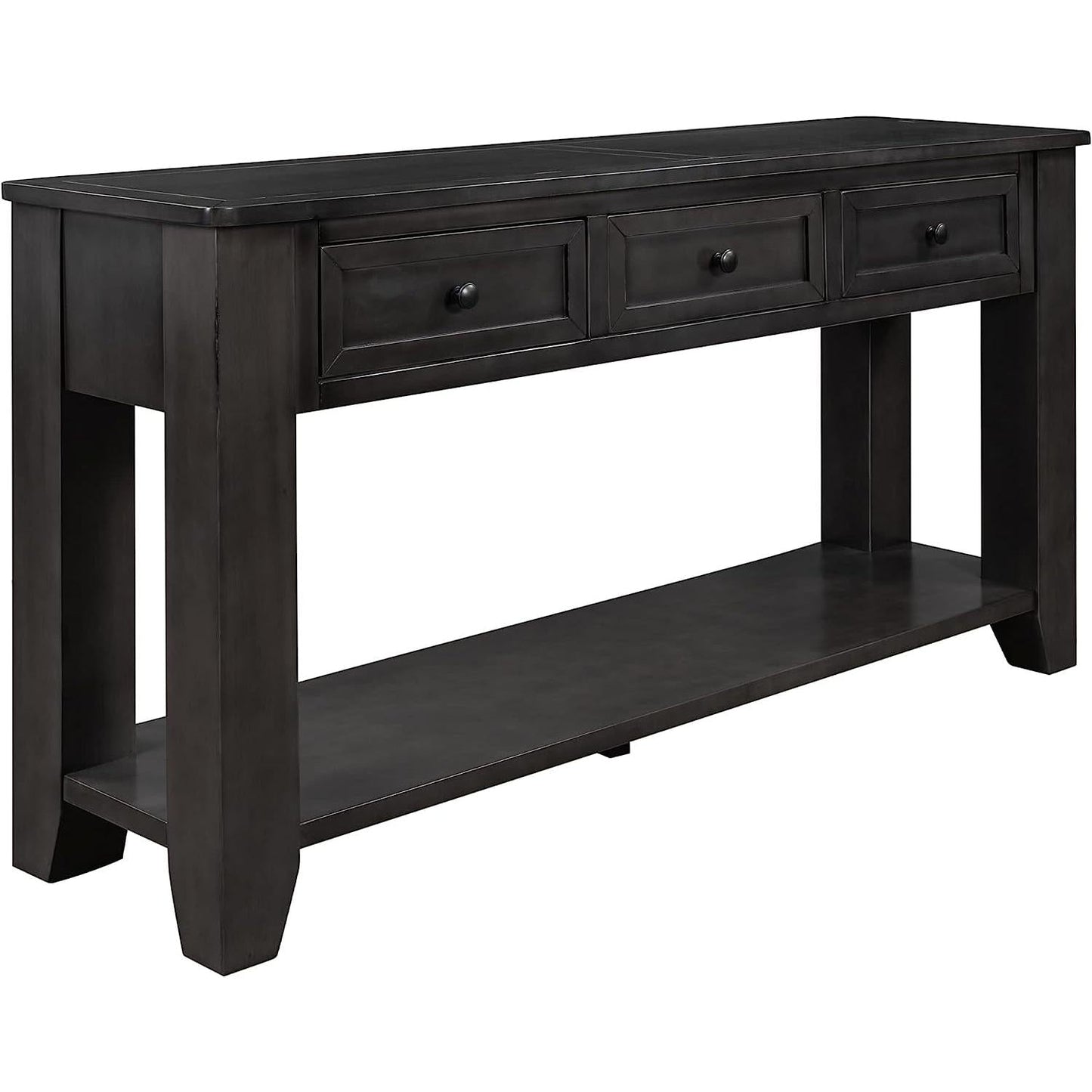 Black Console Table 55In Wide With 3 Drawers And Shelf