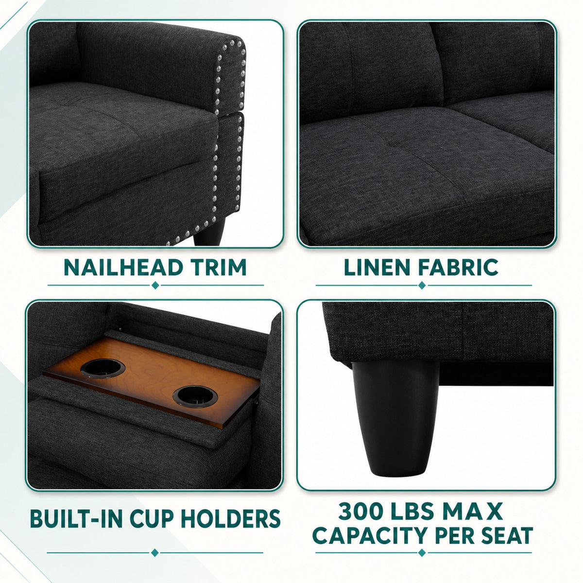 69.5" x 97.5" L-Shaped 2 Pieces Sectional Sofa