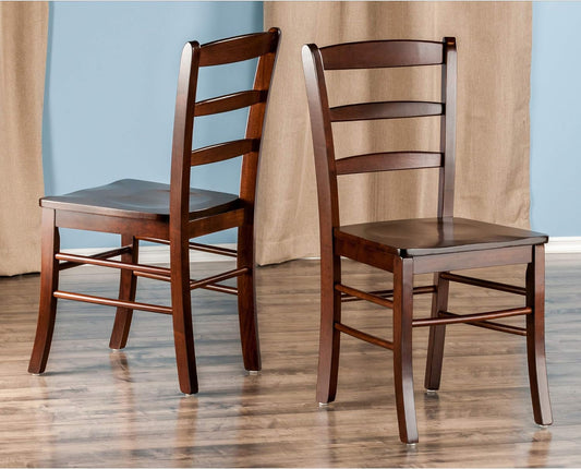Walnut Ladder-Back Dining Chair Set for Dining Room