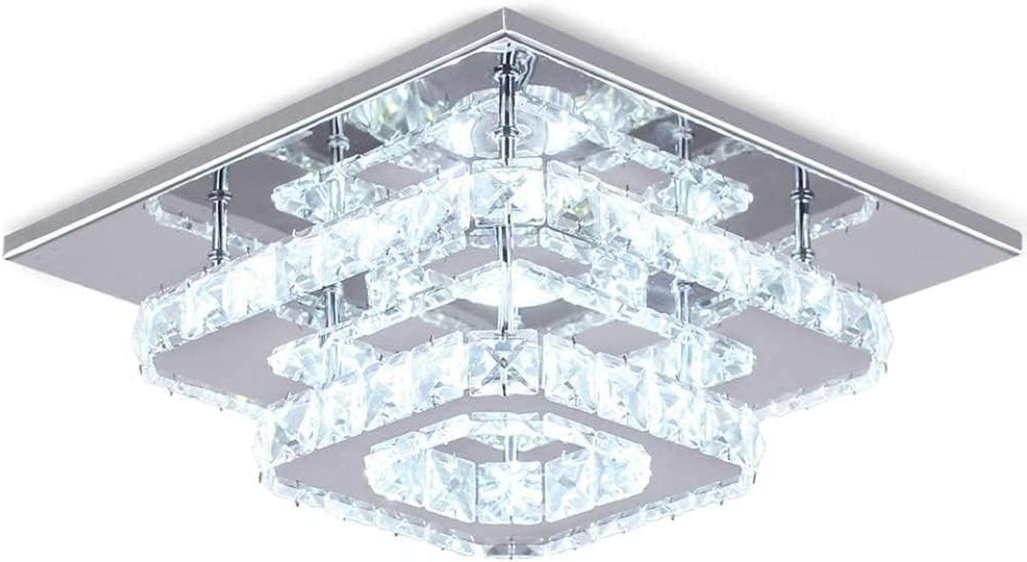 Crystal Square LED Ceiling Light Two Layer Flush Mount