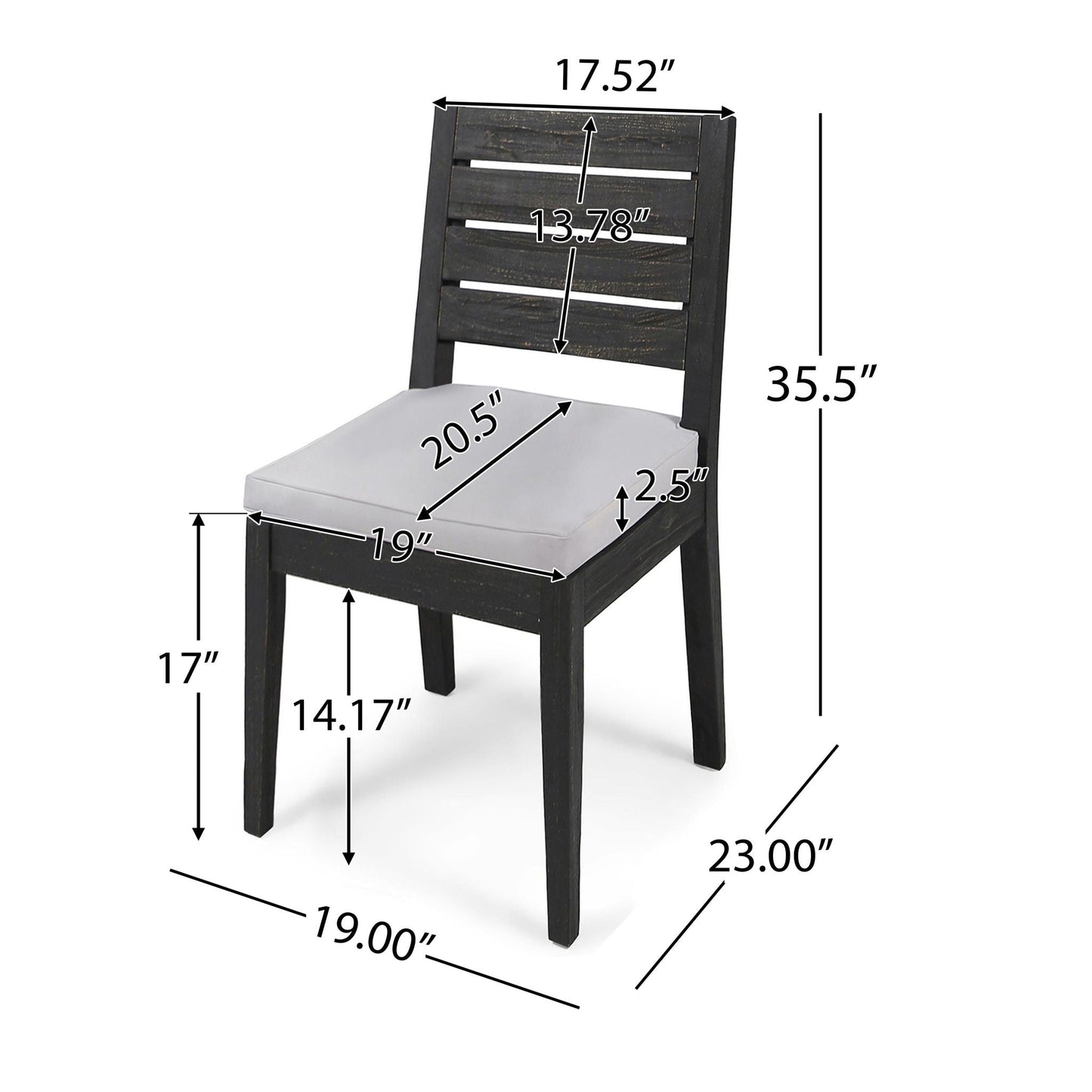 Outdoor Armless Dining Chair With Cushions