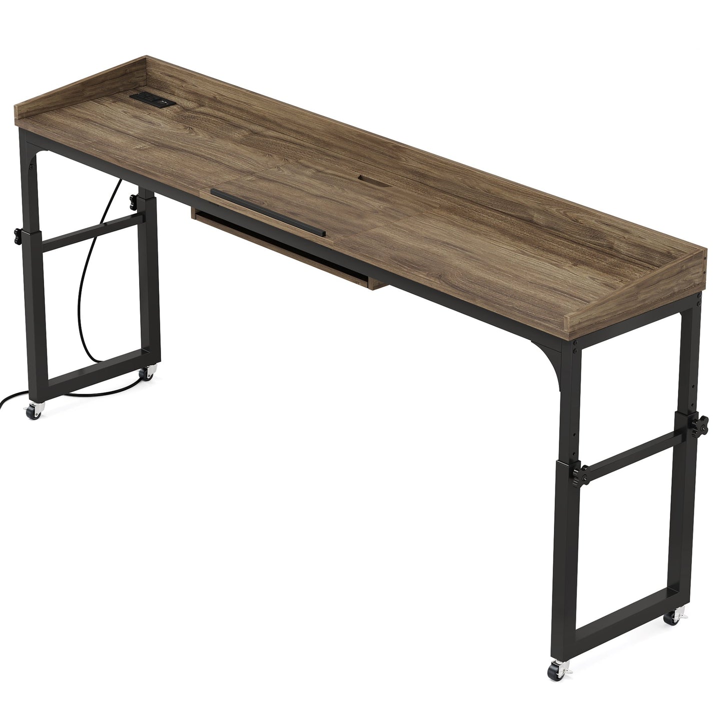 Height Adjustable Overbed Table with Wheels