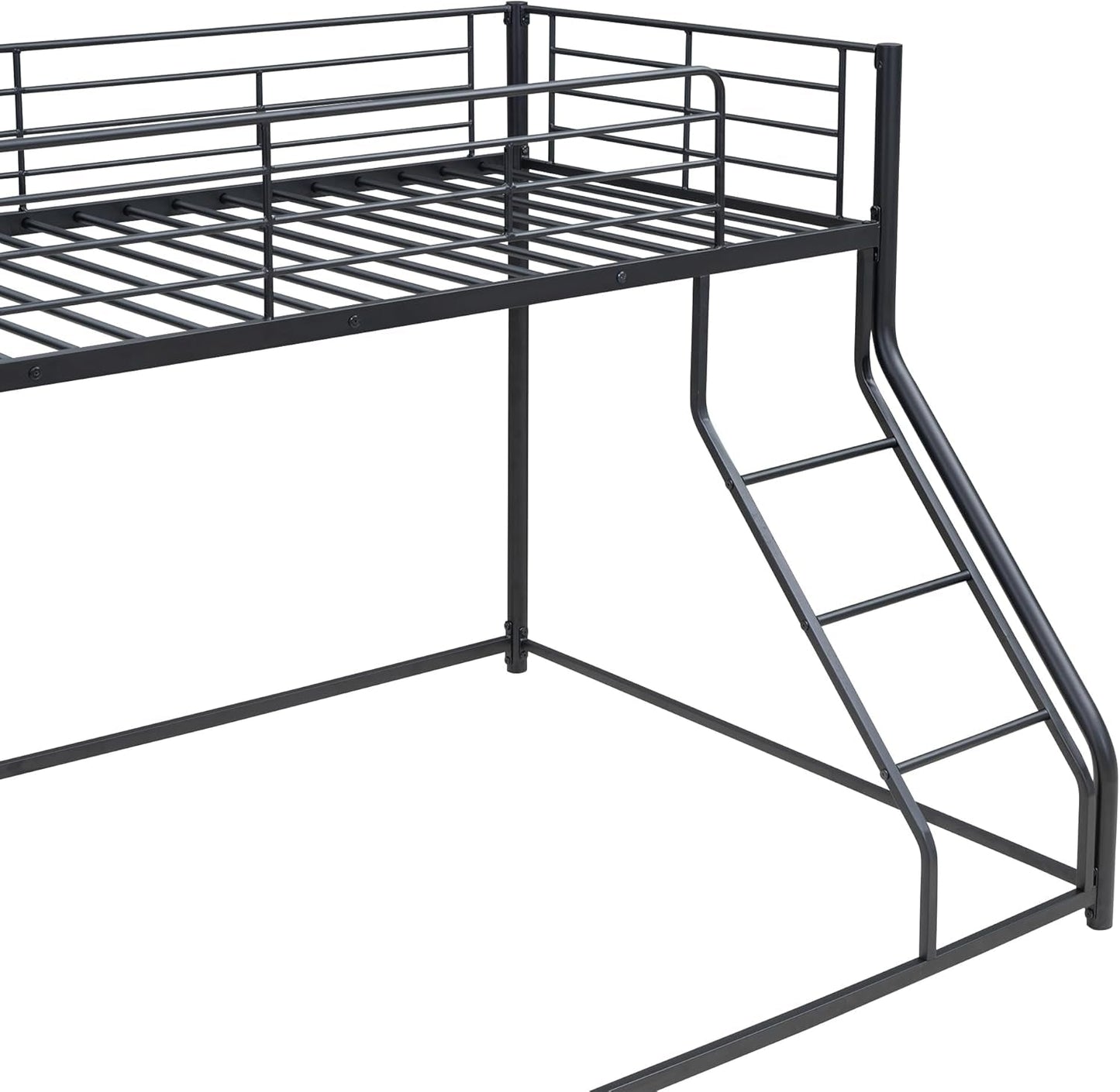 Heavy Duty Twin Over Queen Metal Bunk Bed In Black