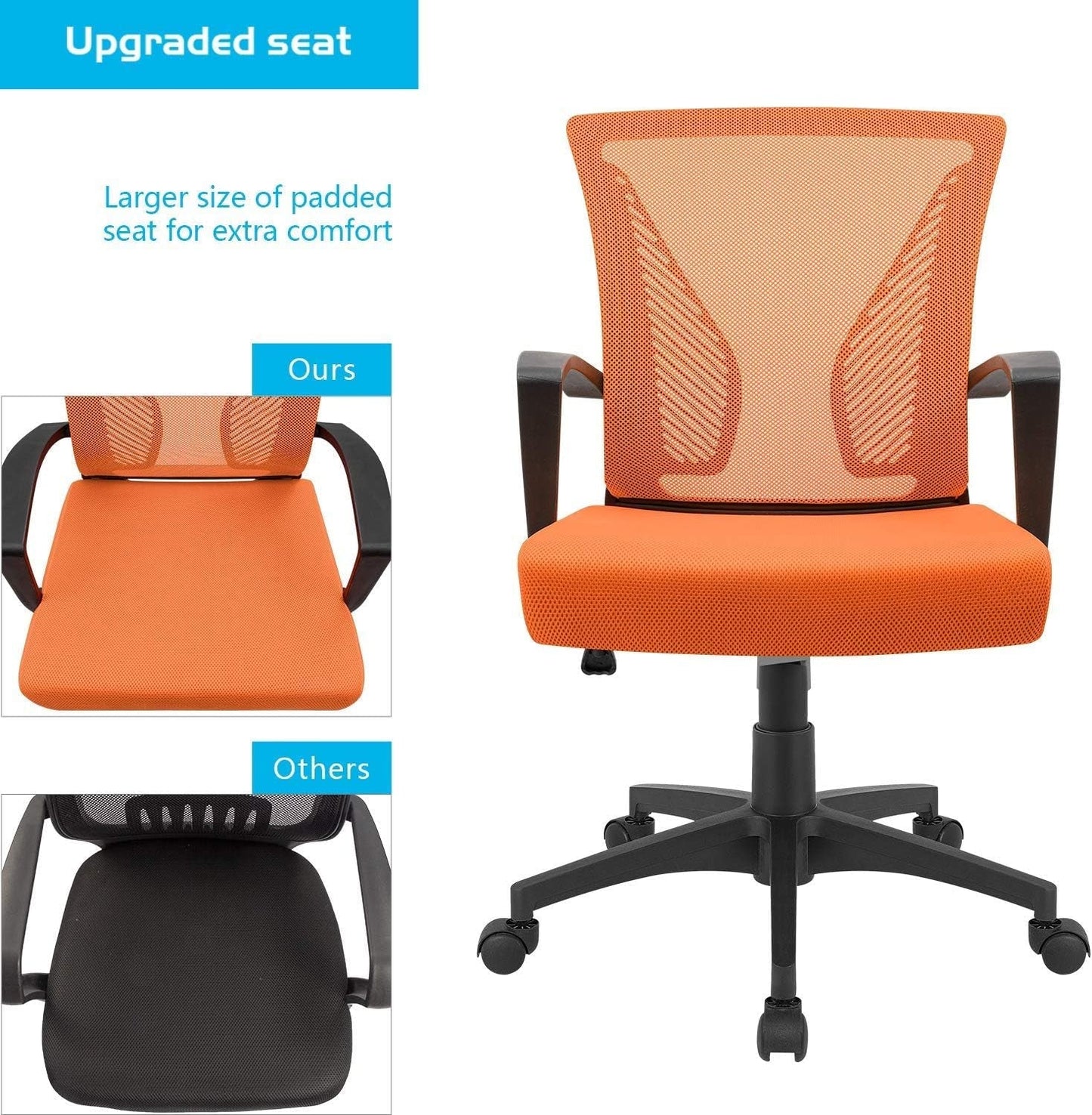 Orange Mesh Office Chair With Ergonomic Lumbar Support