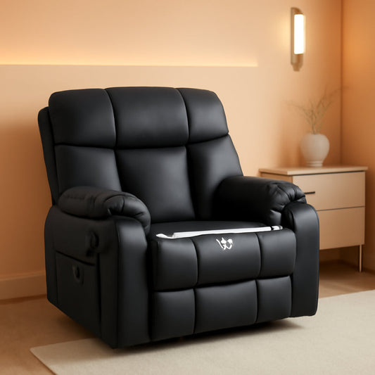 Wide Leather Recliner With Power Lift And Massage Heat