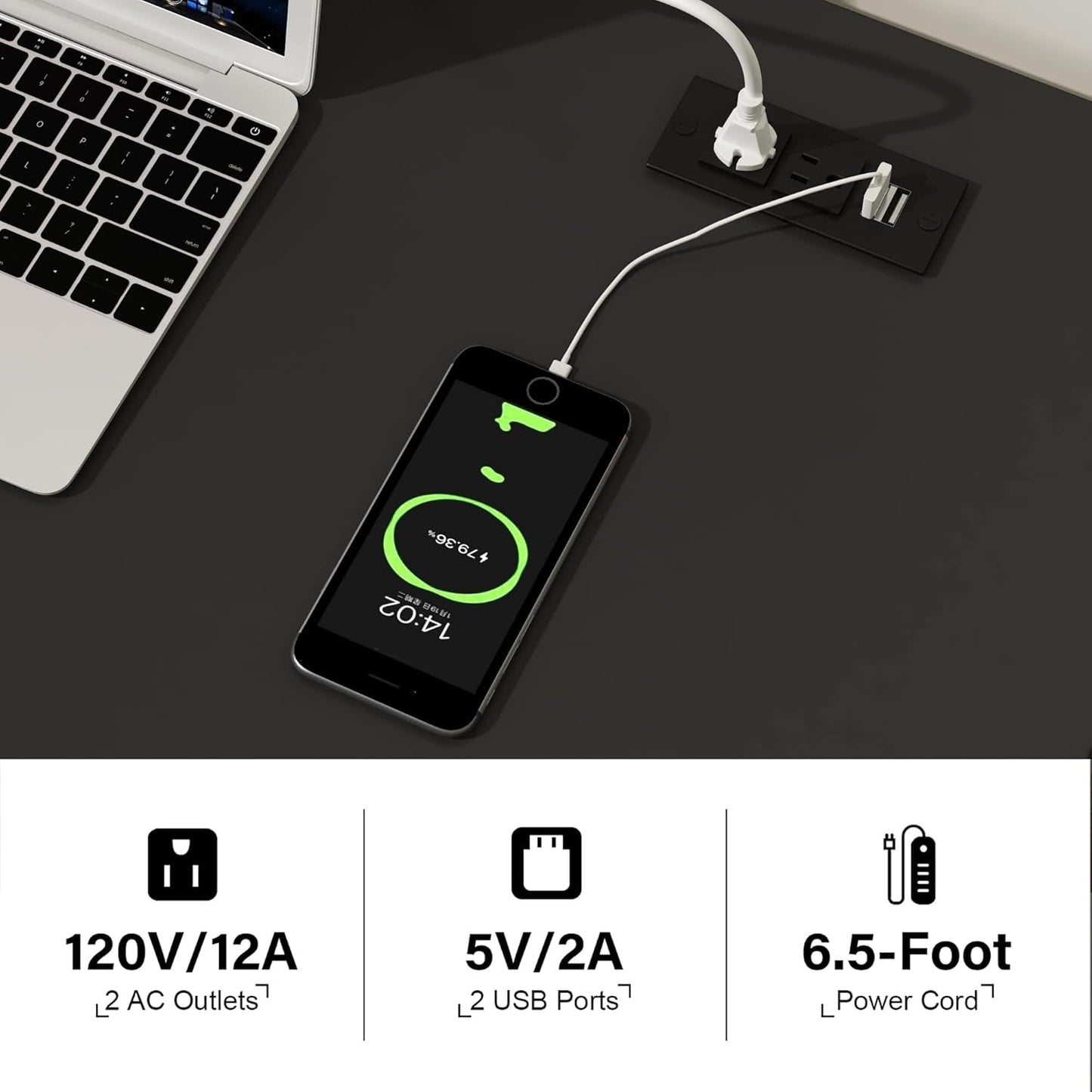 39 Inch Computer Desk With USB Ports For Home Office