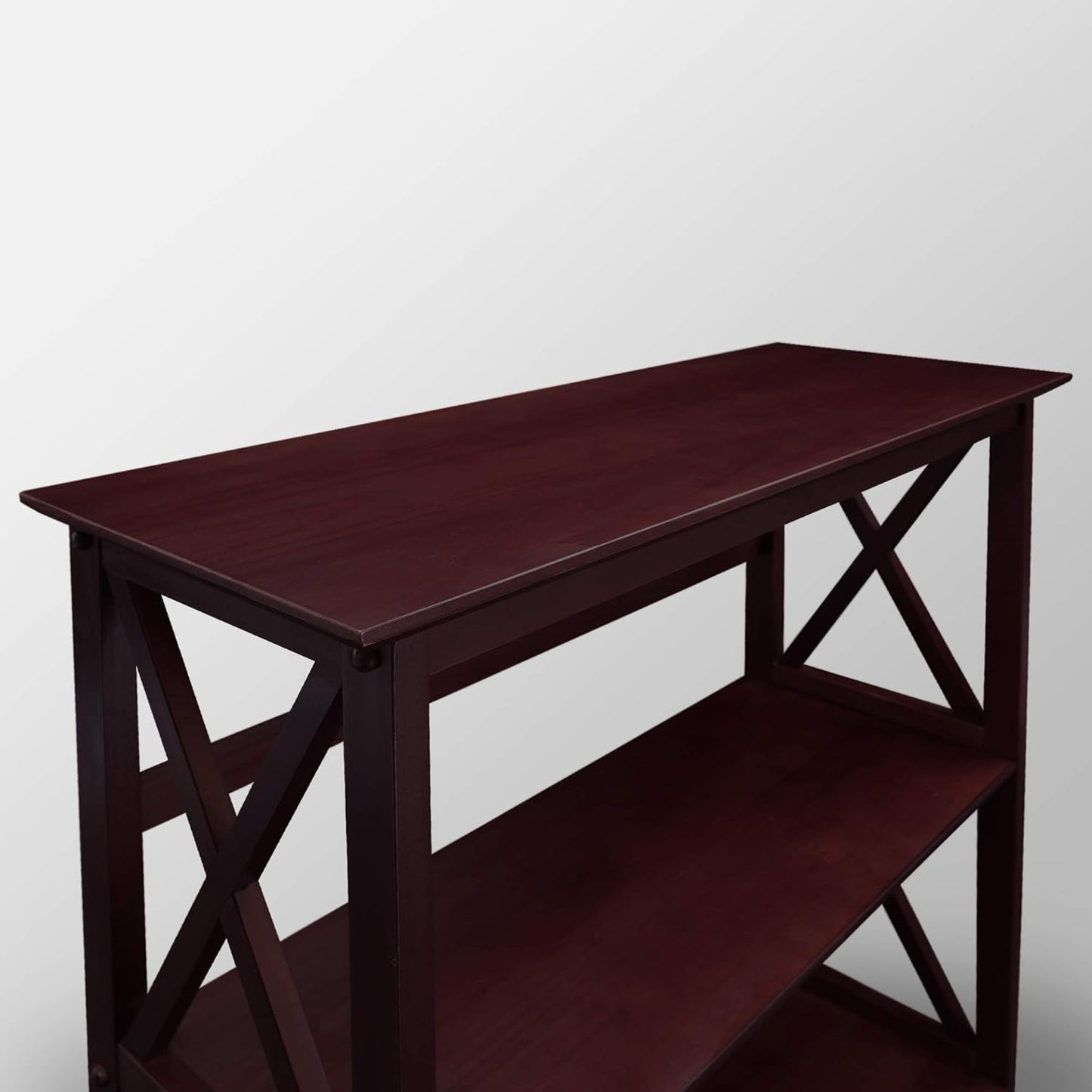 Three-Shelf Solid Wood Bookcase For Home Office Storage