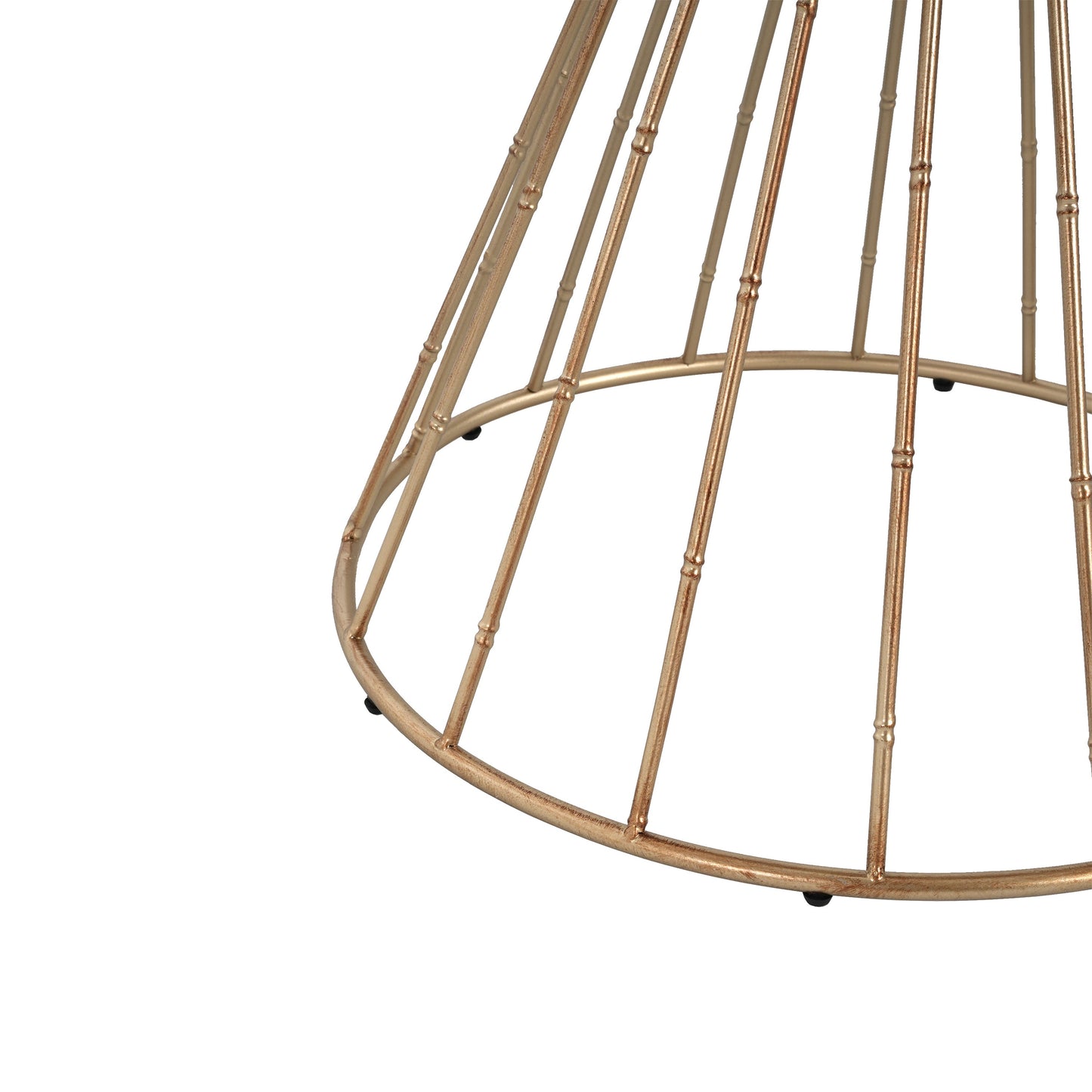 Hollow Edge Retro Art Pine Side Table with Antique Gold and Natural Color