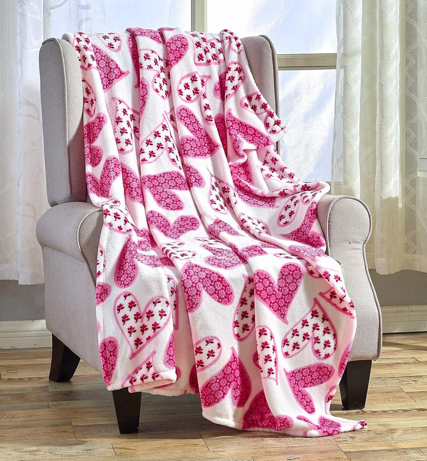 Ultra Plush Mothers Day Valentine's Day Heart-Themed Throw Blanket – Soft, Cozy, and Luxurious Fleece, 50" x 60"