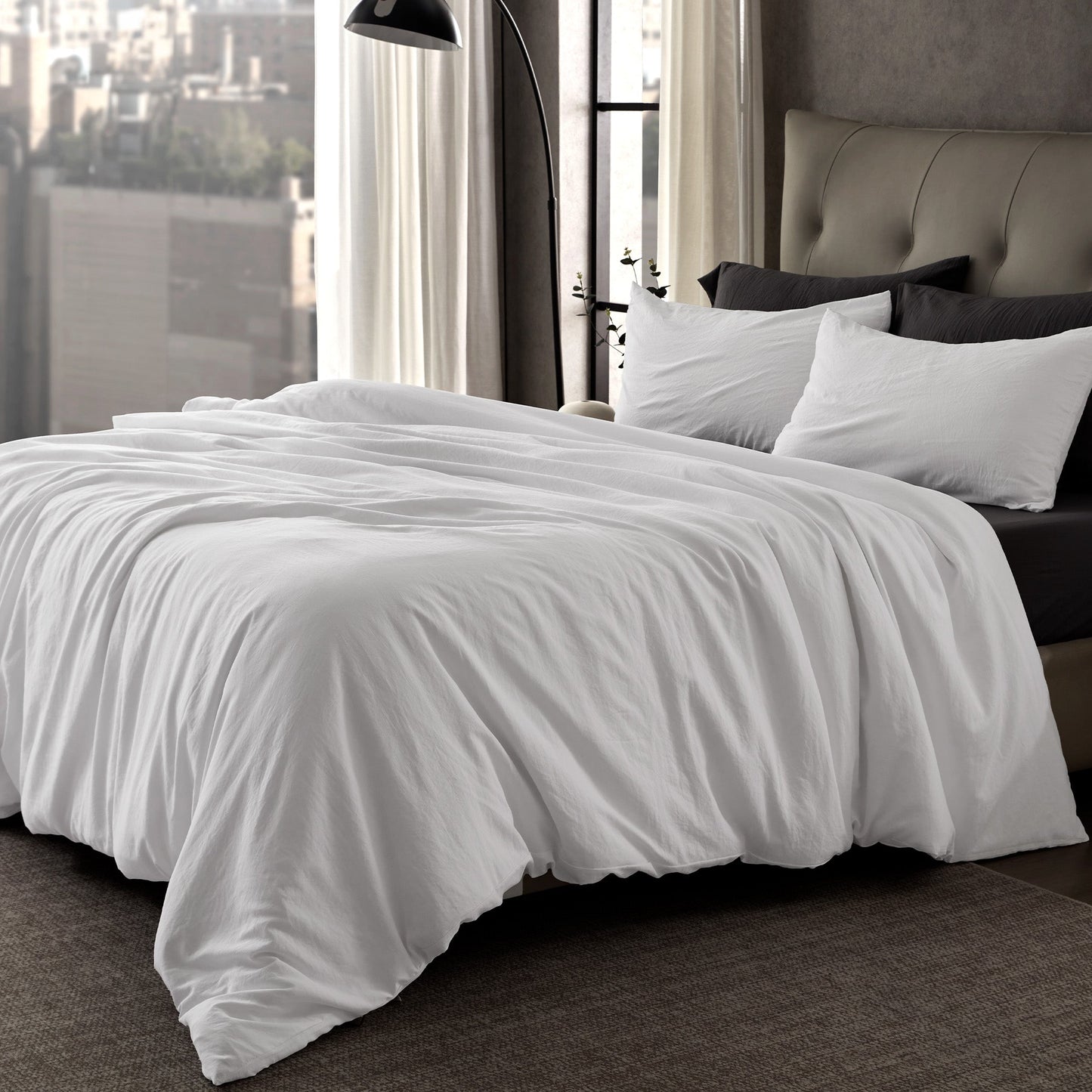 Stone Washed Duvet Cover Set - White