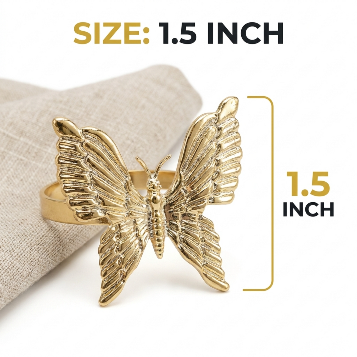 Gold Butterfly Napkin Rings – Elegant Decorative Table Setting Accessories for Dining