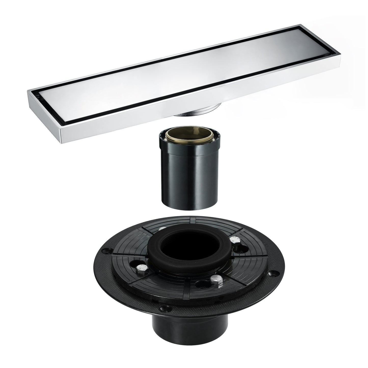 Chrome brass floor drain 11.8inch x 4.3 inch