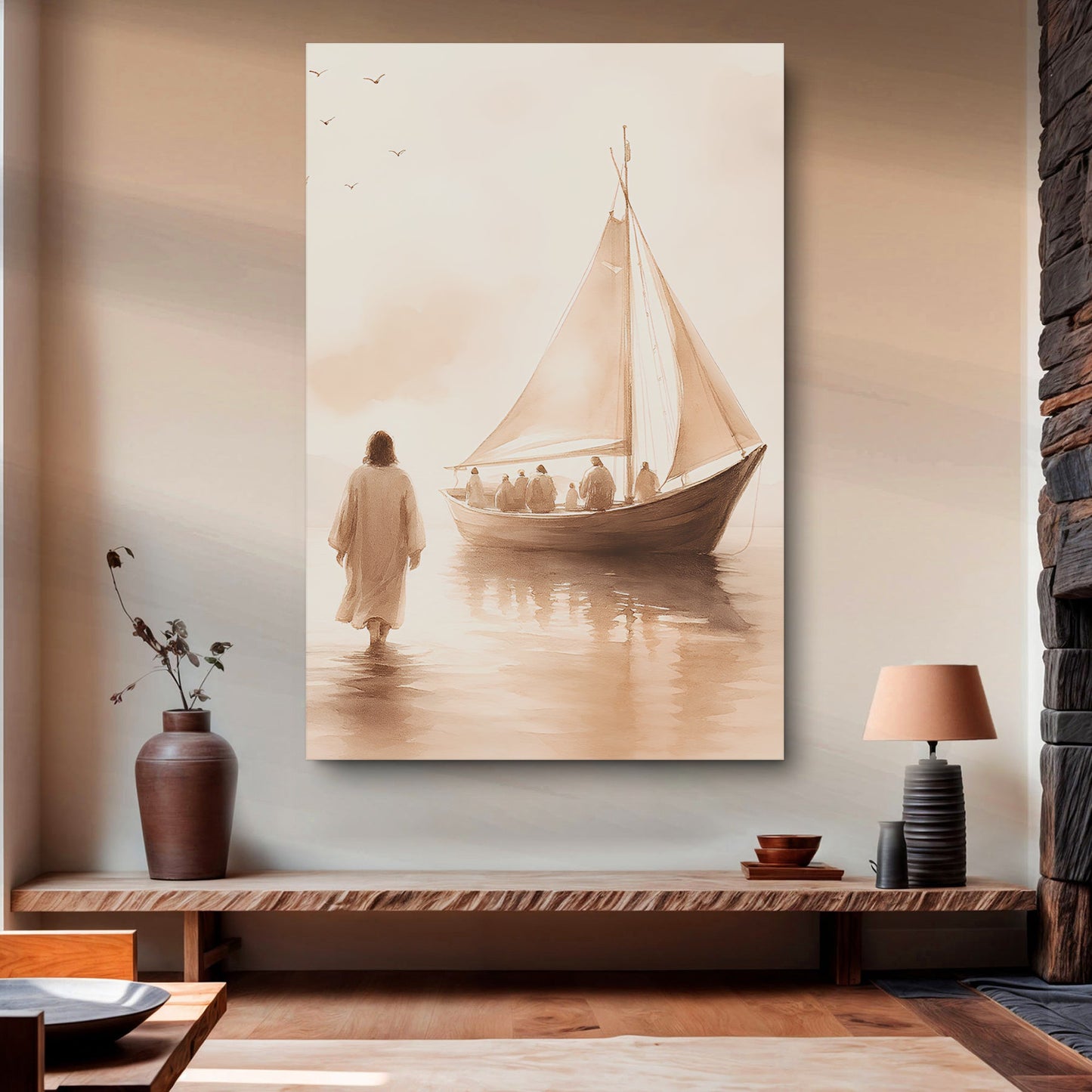 Jesus Christ Walking On Water Faith Wall Art VIII