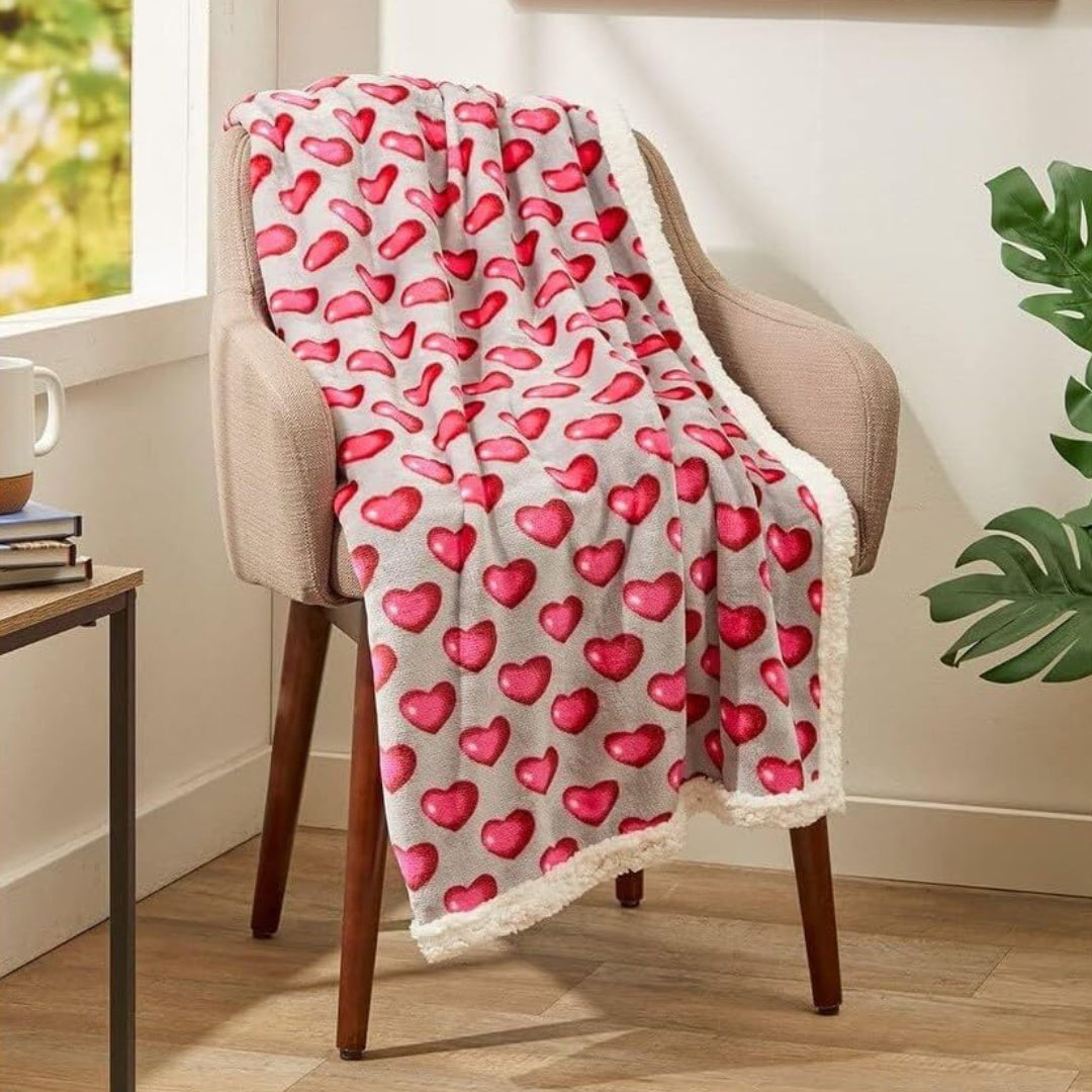 Ultra Plush Mothers Day Valentine's Day Heart-Themed Throw Blanket – Soft, Cozy, and Luxurious Fleece, 50" x 60"