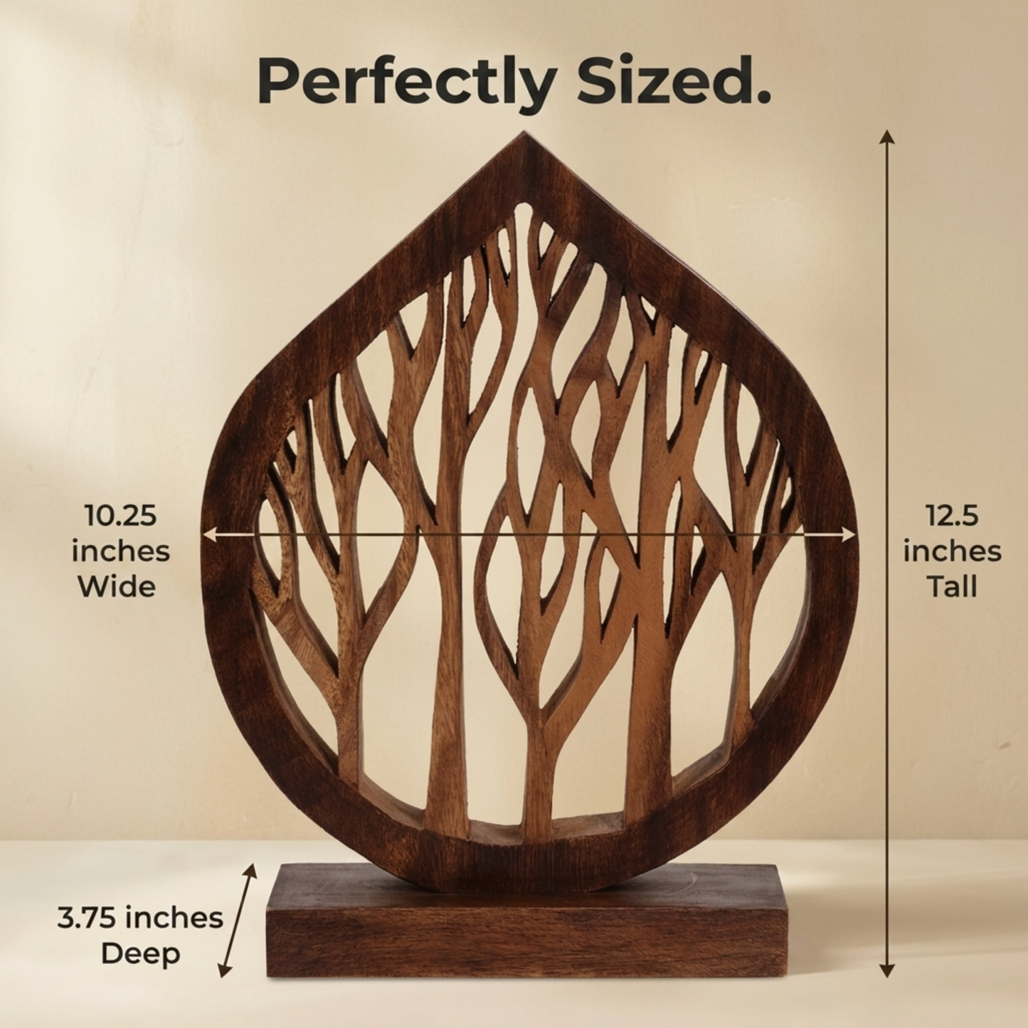 Wooden Tree Sculpture – Handmade Solid Wood Art Decorative Home Accent Gift
