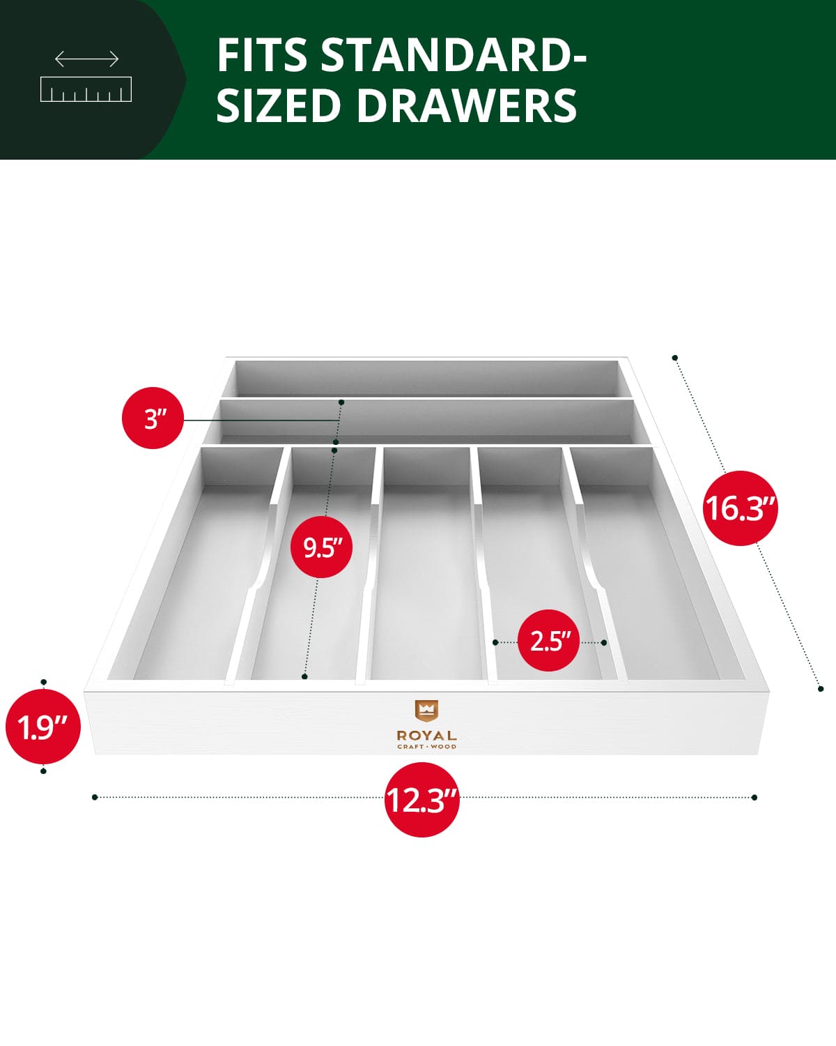 Basic Silverware Drawer Organizer, White