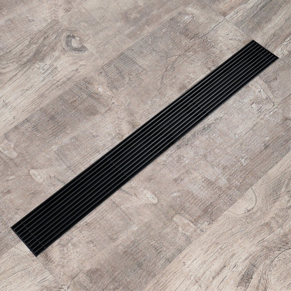 Matte Black  Linear shower drain stainless steel material 24 inch or 35.4 inch with grid cover with hair strainer and adjustment feet