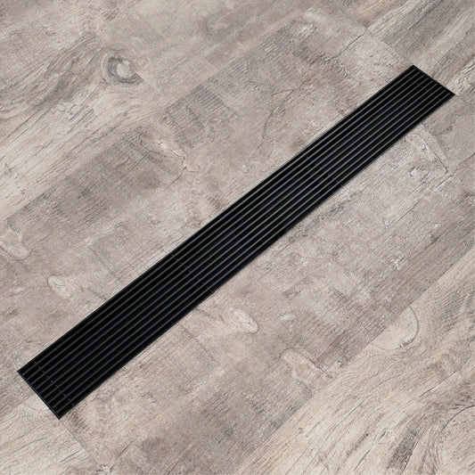 Matte Black  Linear shower drain stainless steel material 24 inch or 35.4 inch with grid cover with hair strainer and adjustment feet