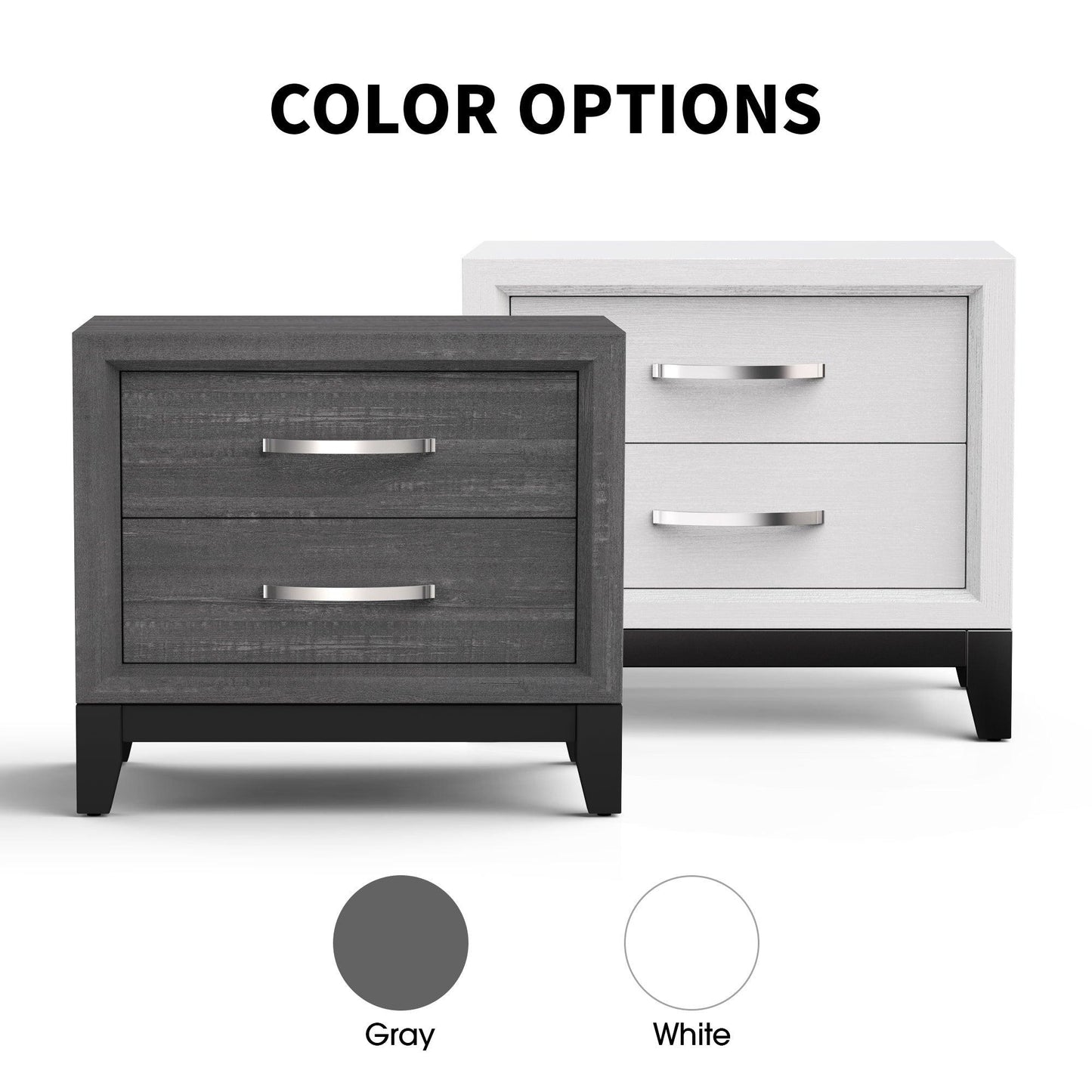 Furniture of America Lucien Modern Wood Nightstand with 2 Drawers