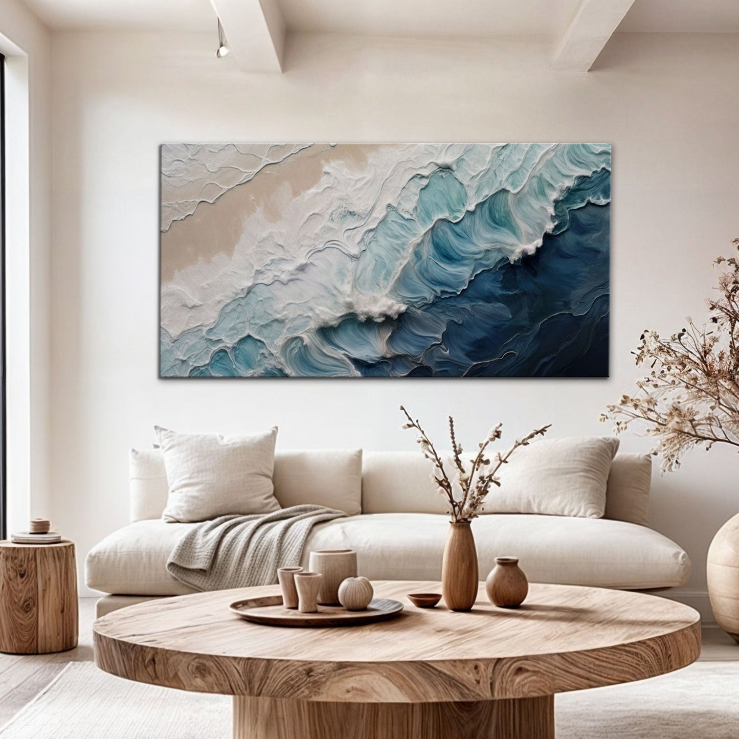 Crashing Coastal Waves Impasto Wall Art