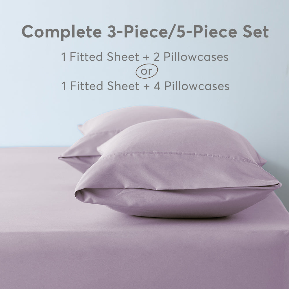 Kasentex All Season Deep Pocket Fitted Sheet Set with Pillowcases, Room Decor, Graduation Gifts