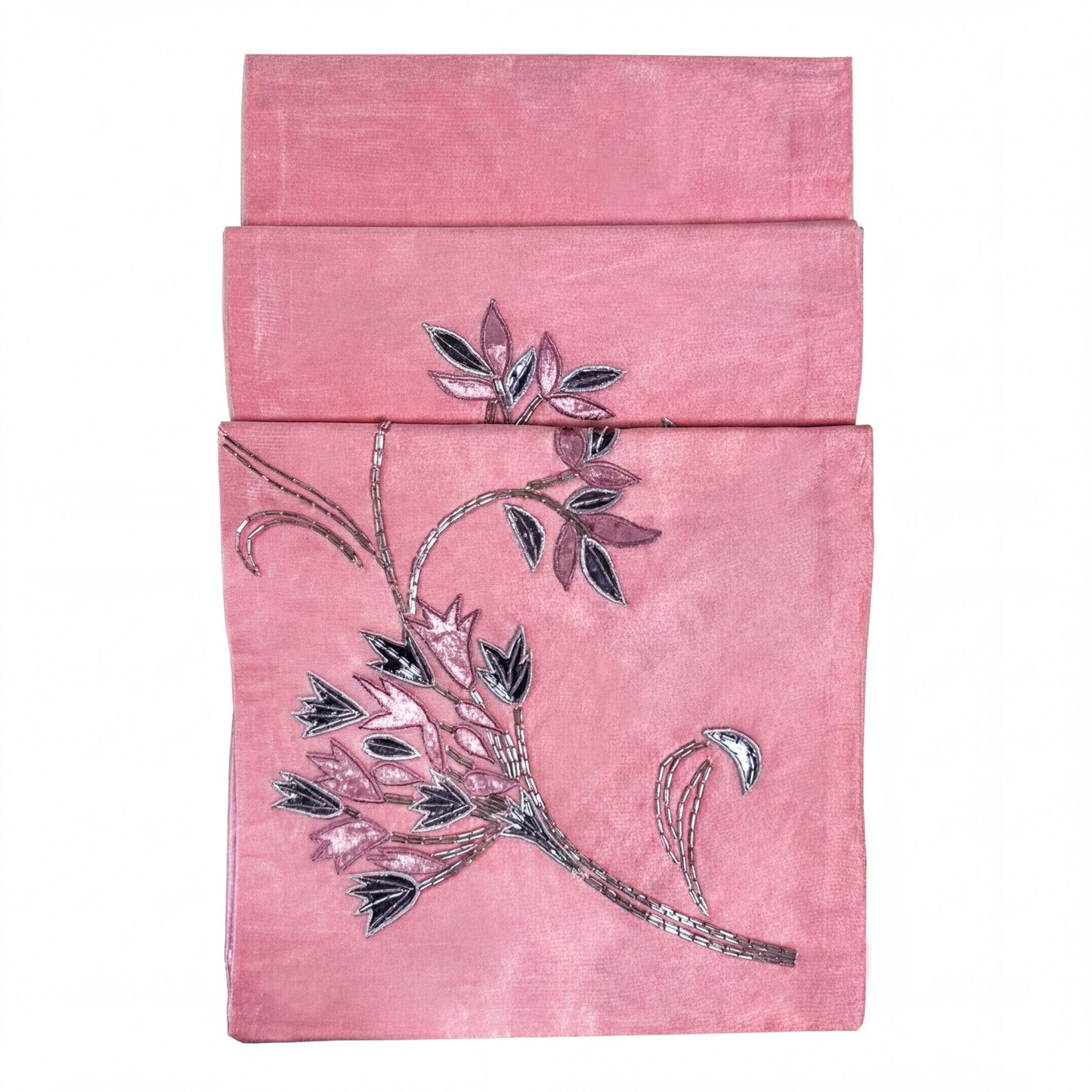 Decorative Table Runner - Embroidered Satin Backing Indoor Outdoor Table Decor