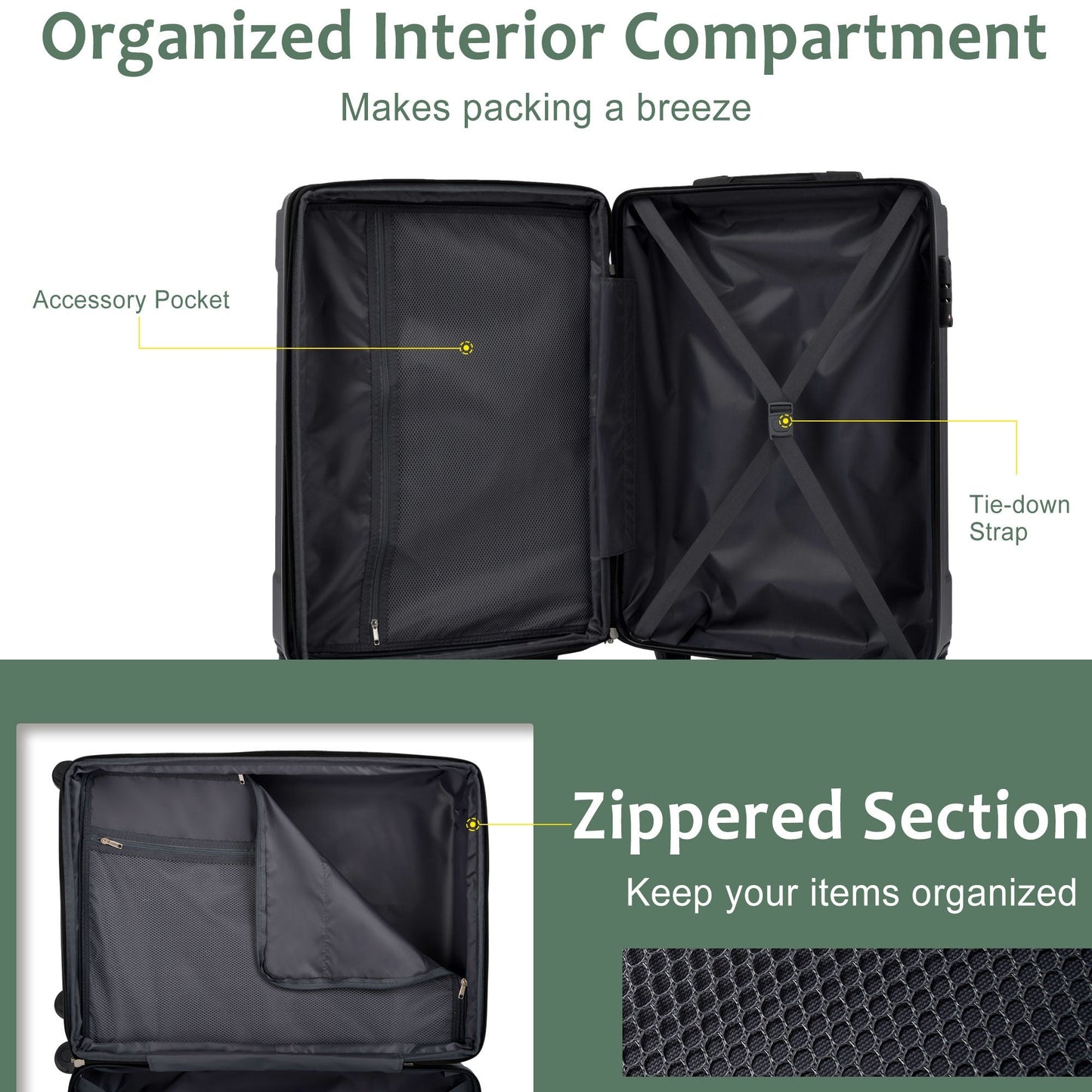 Expandable 24-Inch Hardshell Luggage in Green