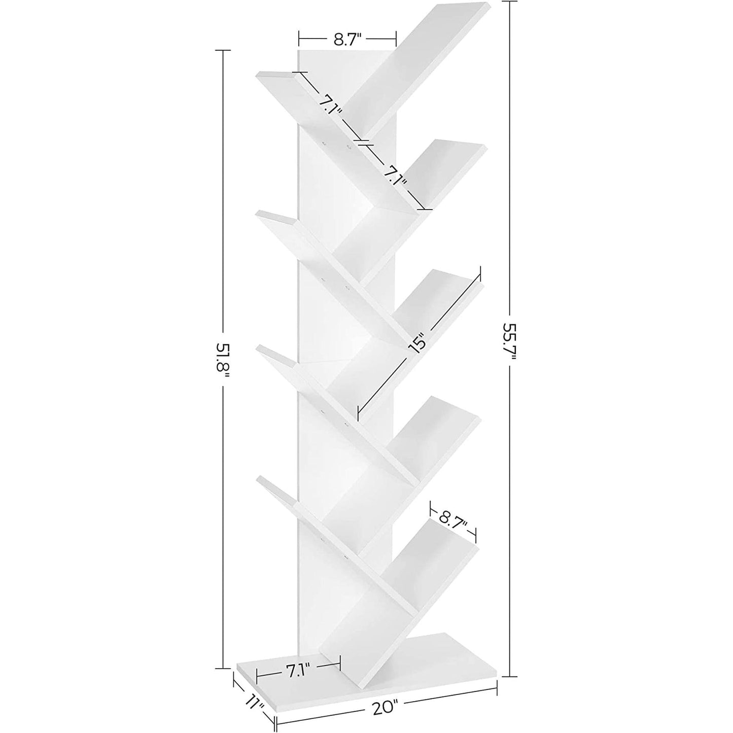 Tree Branch Bookshelf 8 Tier For Small Spaces Home Office