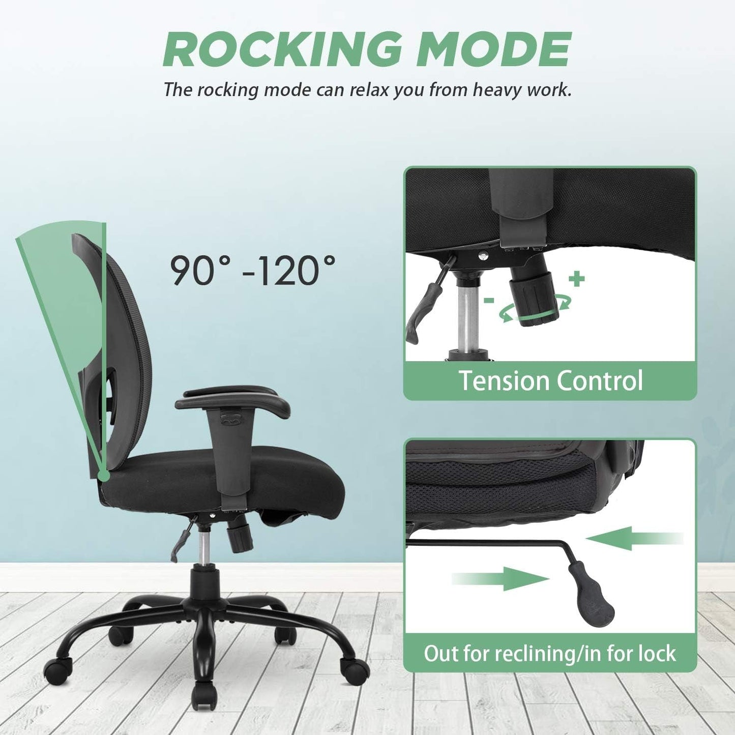 Big And Tall Office Chair 500 Pound Capacity Lumbar Support