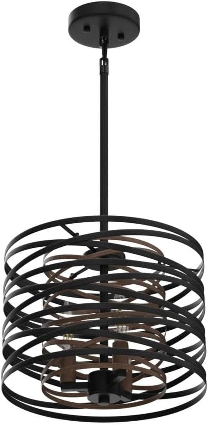 12.6 Rustic Farmhouse Three Light Drum Chandelier Black