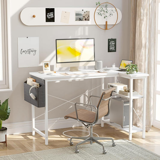 40 Inch L Shaped Desk With Power Outlets For Home Office