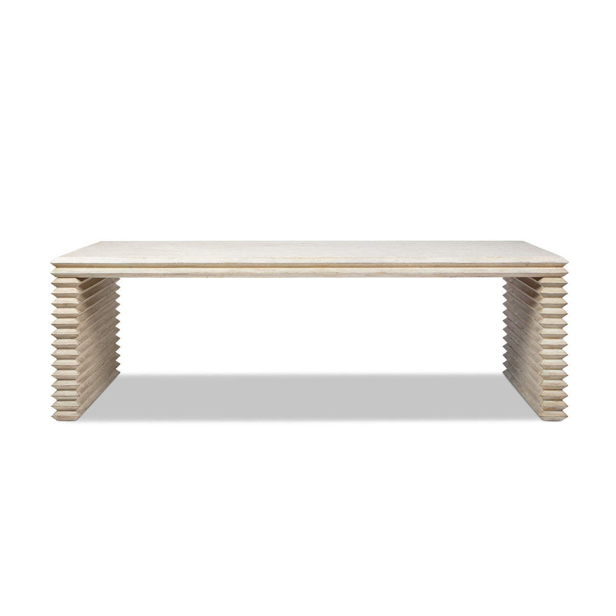 Veda 94" Reclaimed Wood Stacked Geometric Waterfall Dining Table