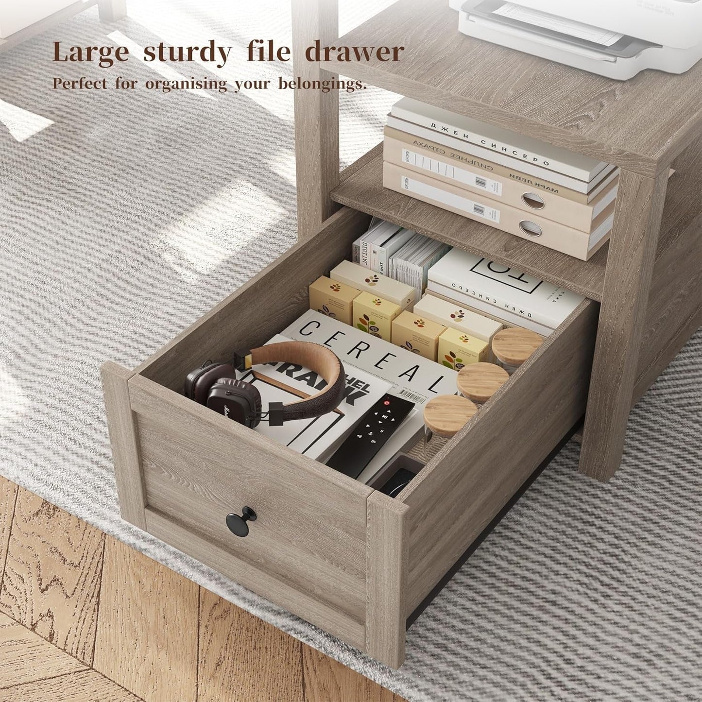 Ash Gray 60.4Inch Computer Desk Multifunctional Storage