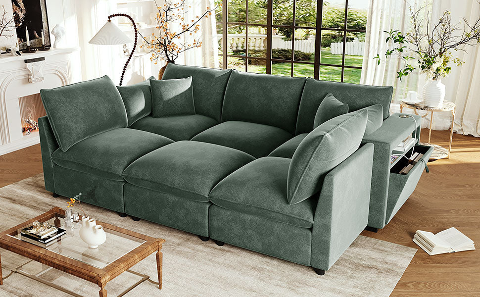 Modern Sectional Sofa Modular Sofa with Movable Ottoman