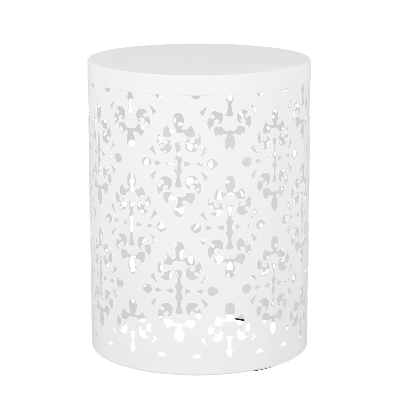 Modern Iron-Cut Design Metal End Table Set of 2 in White