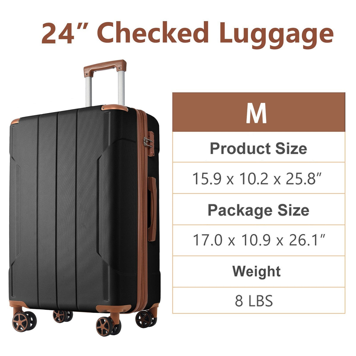 24 Inch Lightweight Durable ABS Hardshell Luggage