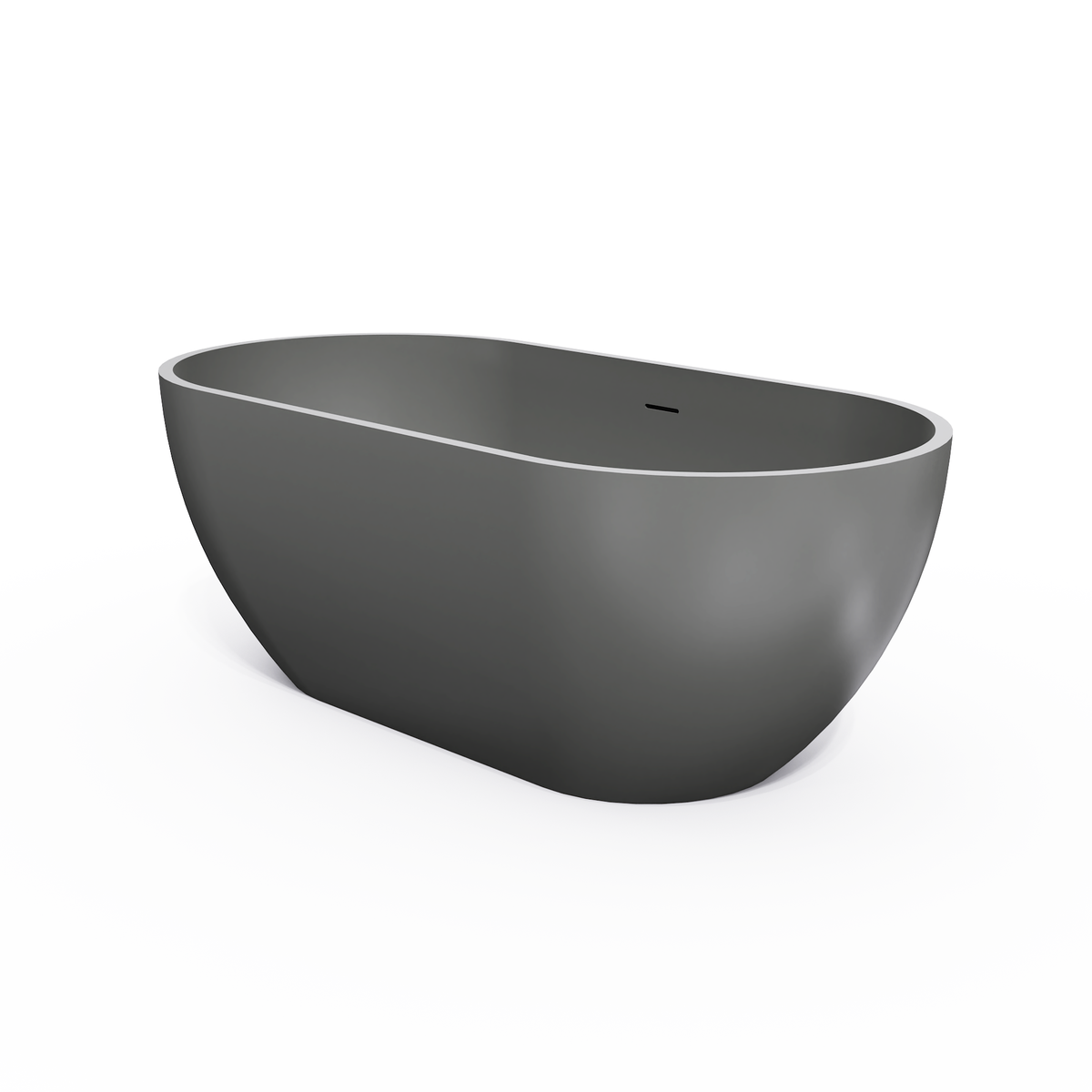63 Inch Solid Surface Oval Shape Freestanding Bathtub
