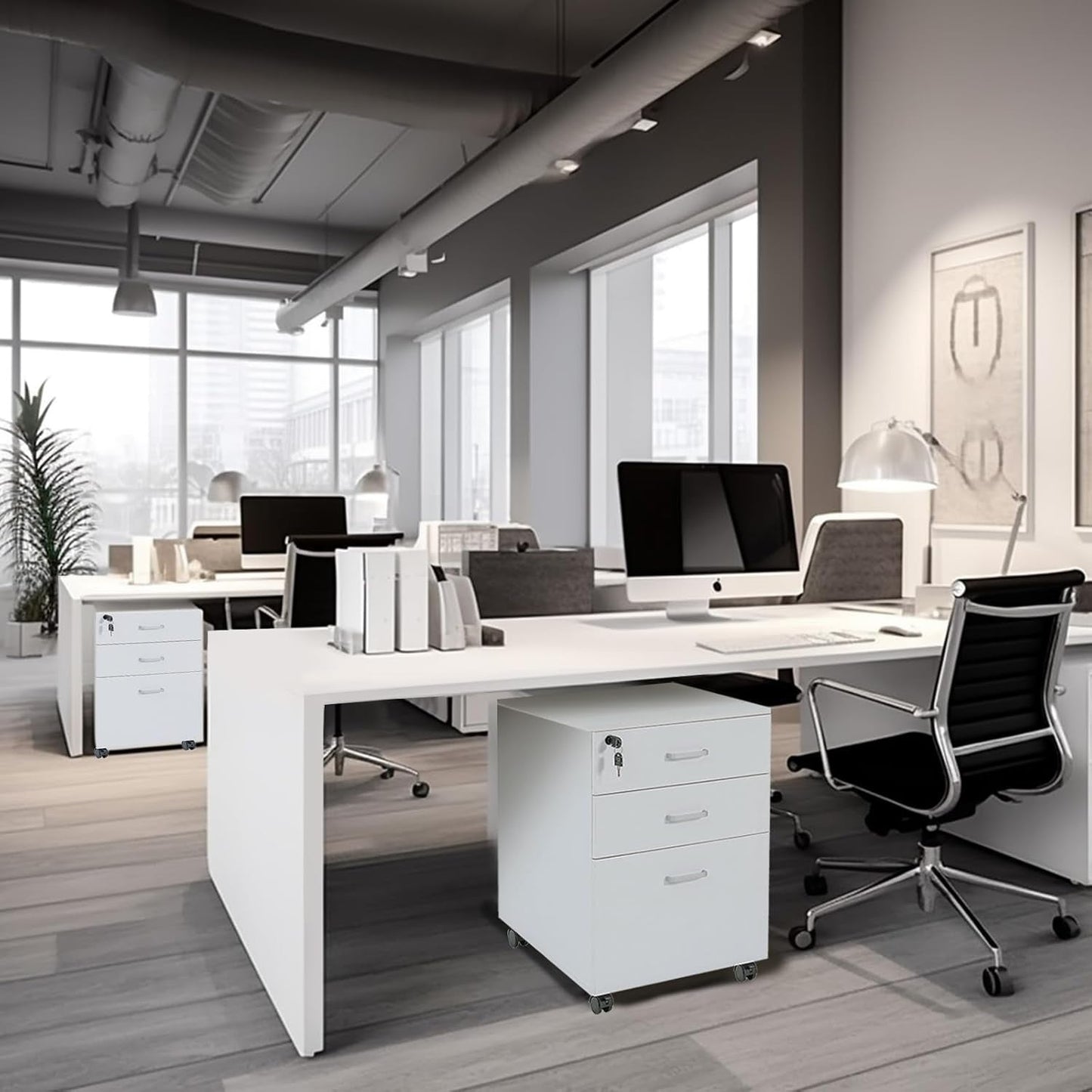 3 Drawer Mobile File Cabinet With Lock White Rolling Vertical Filing Cabinet For A4 Legal Letter Paper