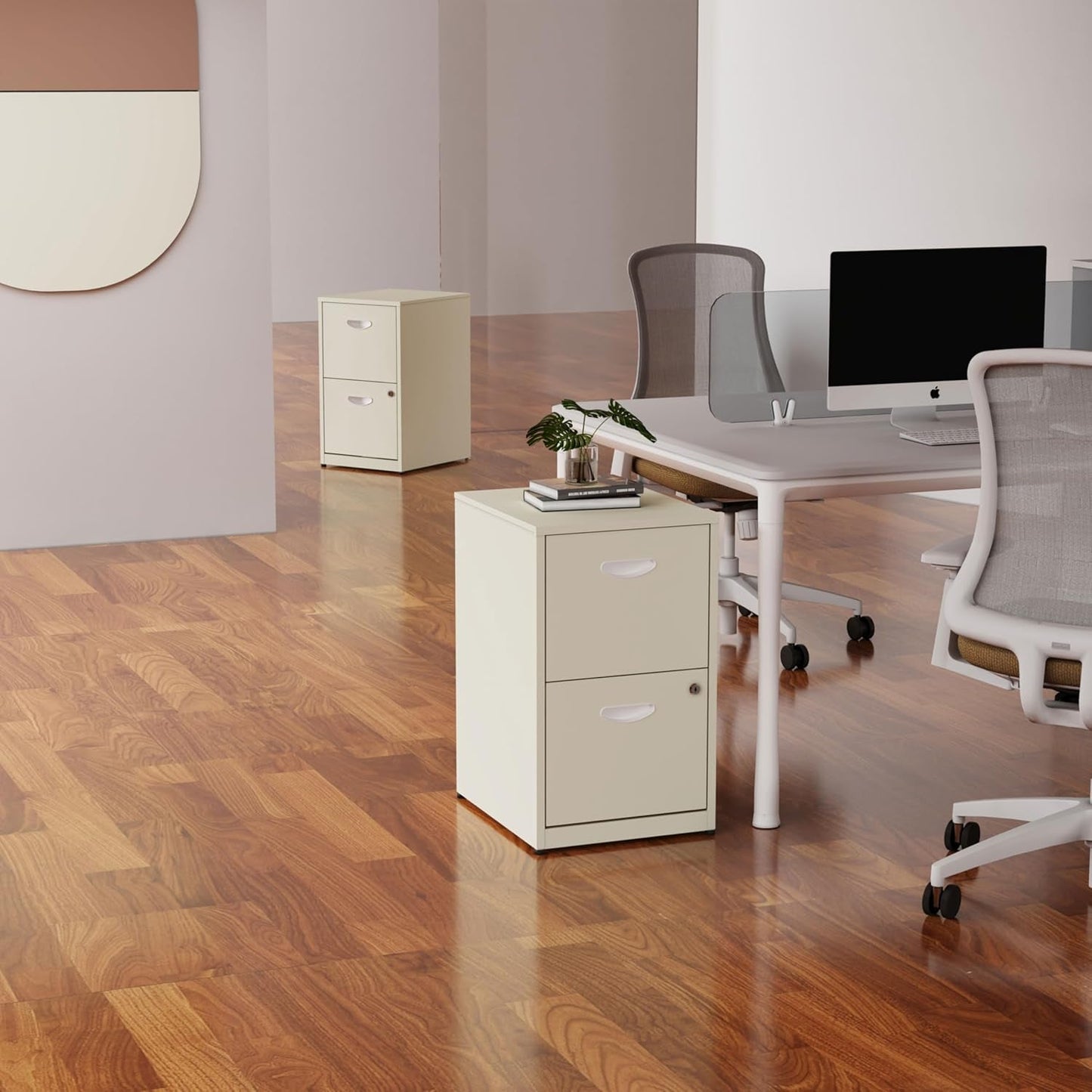 Cream Color 2 Drawer File Cabinet With Lock For Letter Size