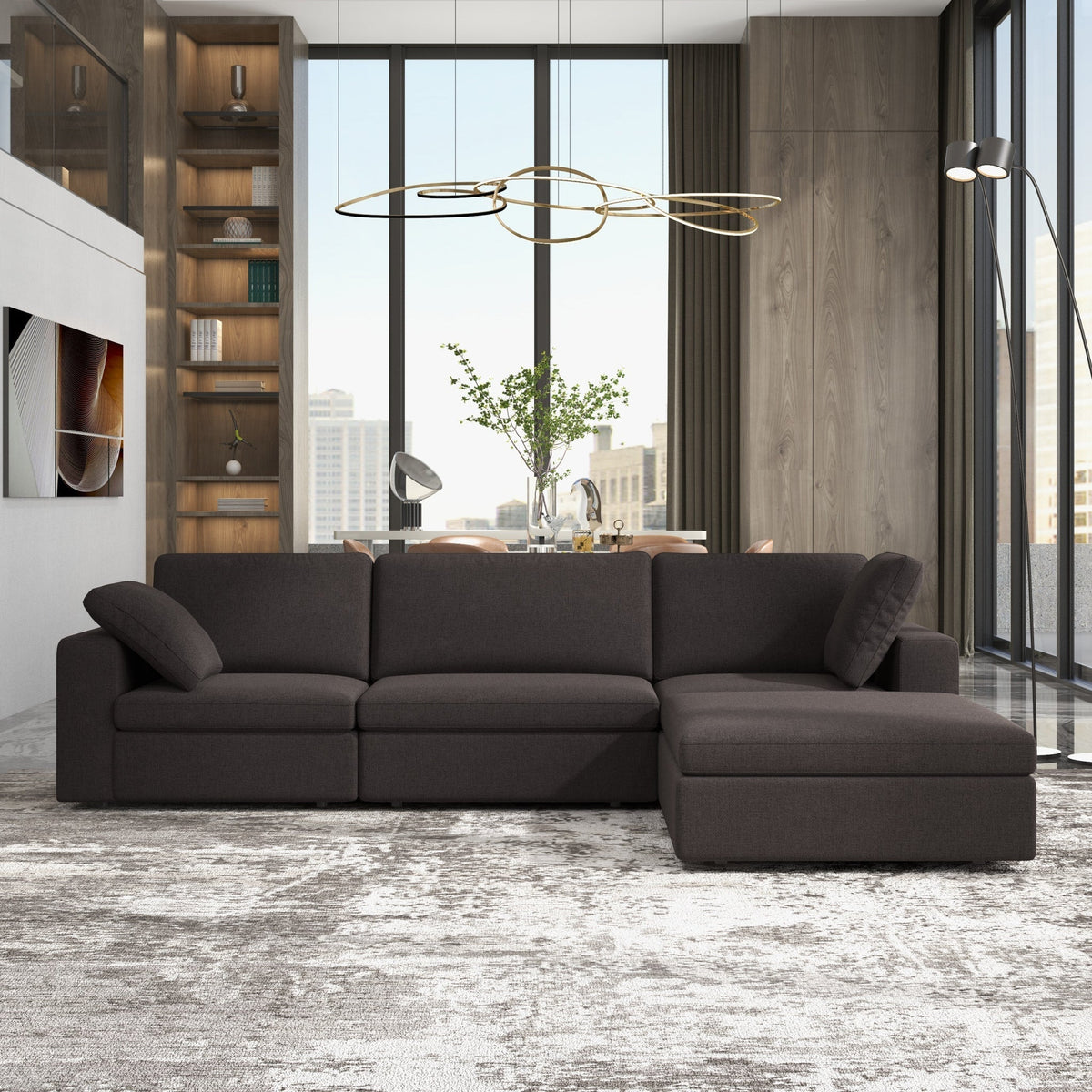 Cecilia Modular Corner Sectional Modern Fabric Sofa