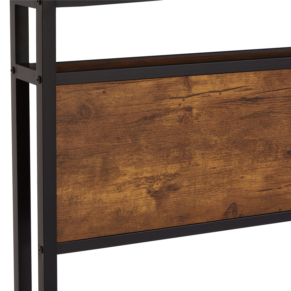 Twin Size Metal Platform Bed Frame with Wooden Headboard