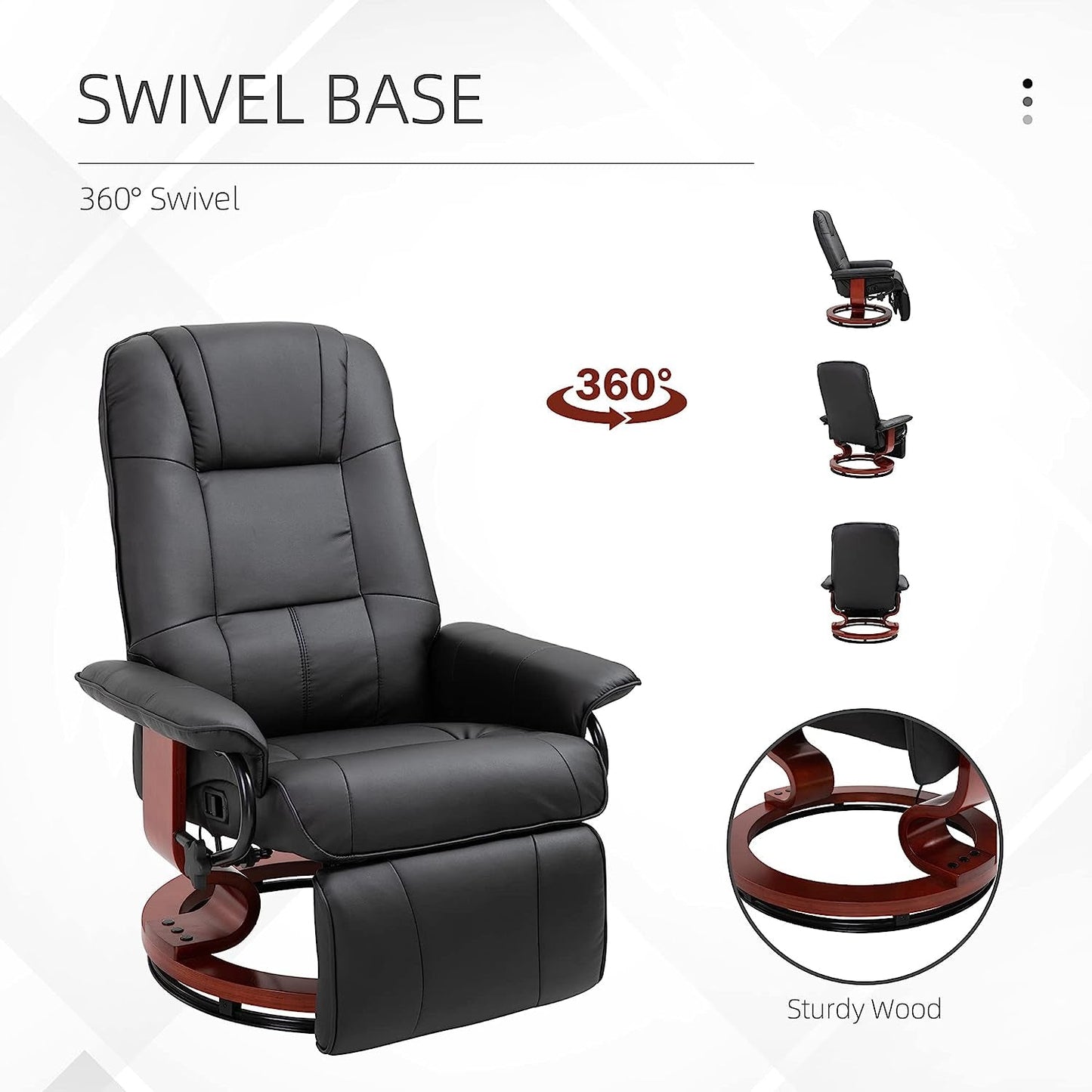 Manual Recliner Chair With Footrest And Swivel Base